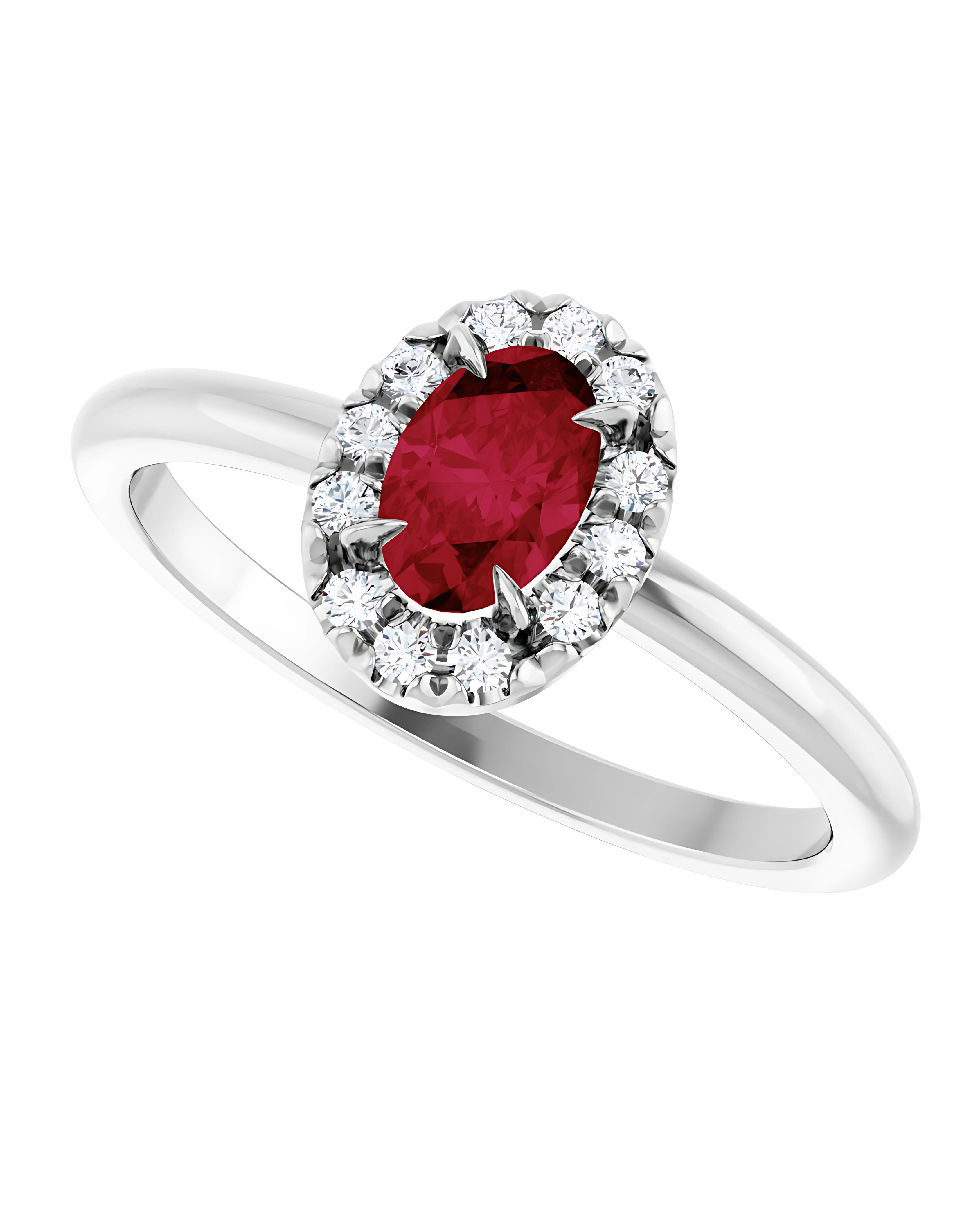 Ruby Diamond Halo Ring