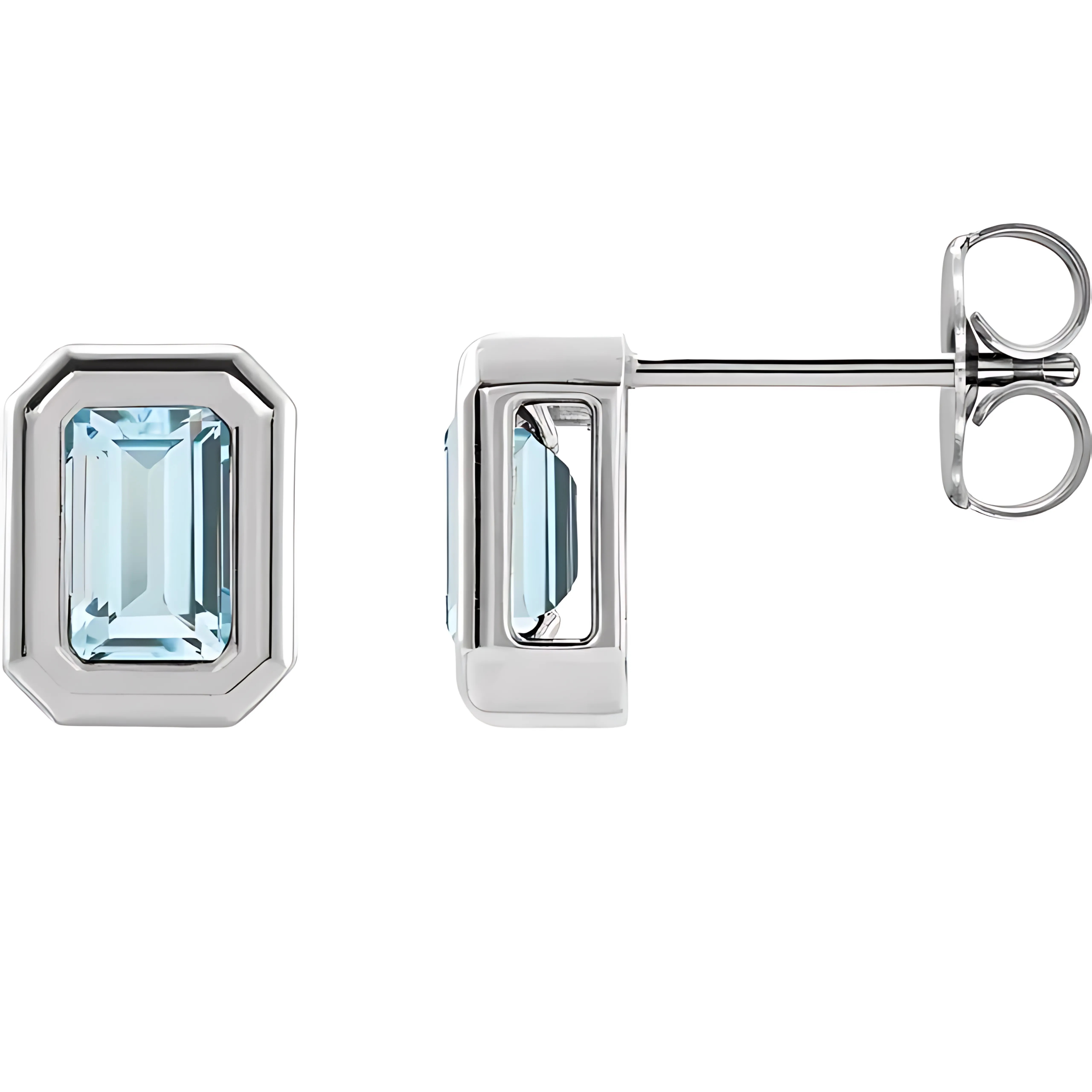 Blue Topaz Bezel Set Earrings