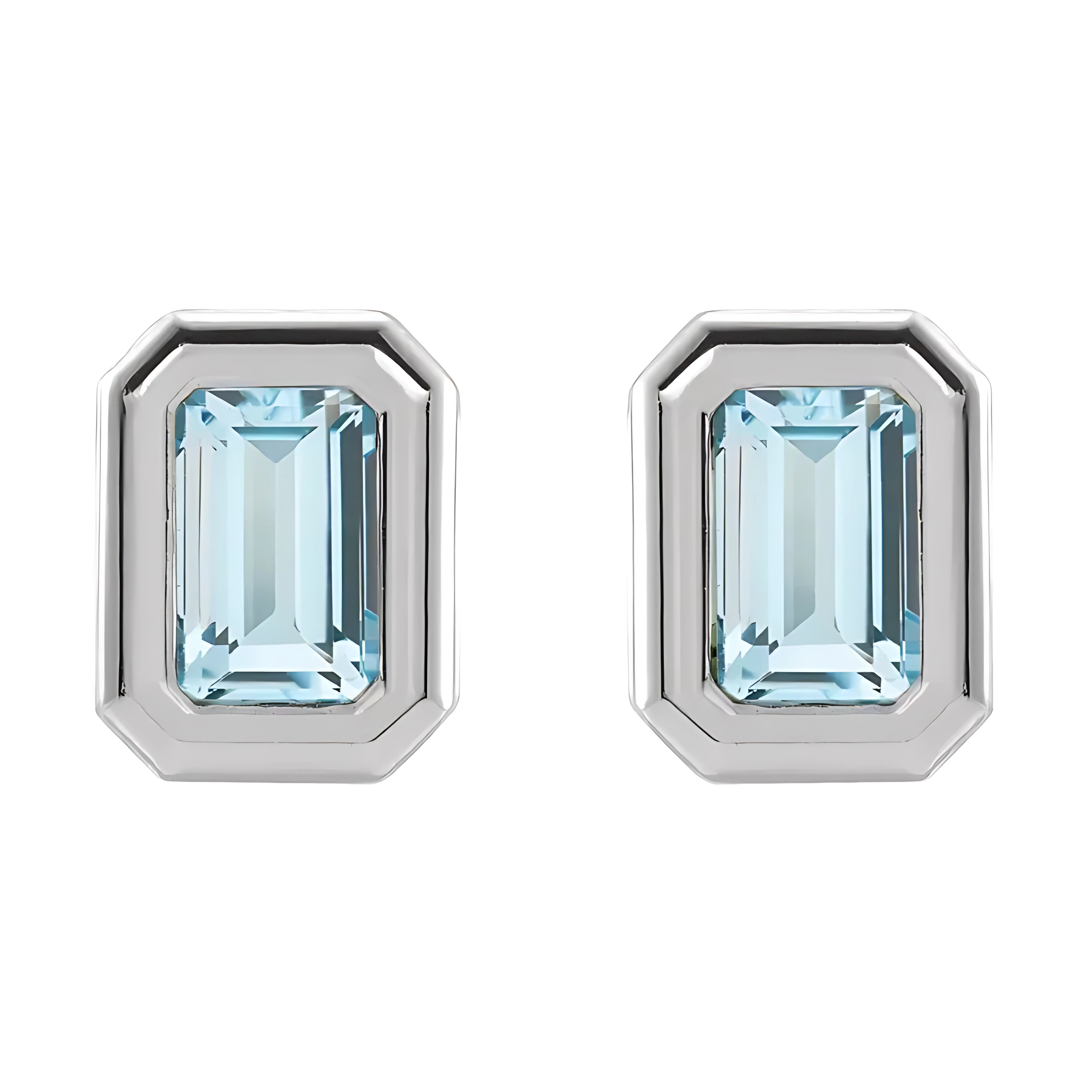 Blue Topaz Bezel Set Earrings