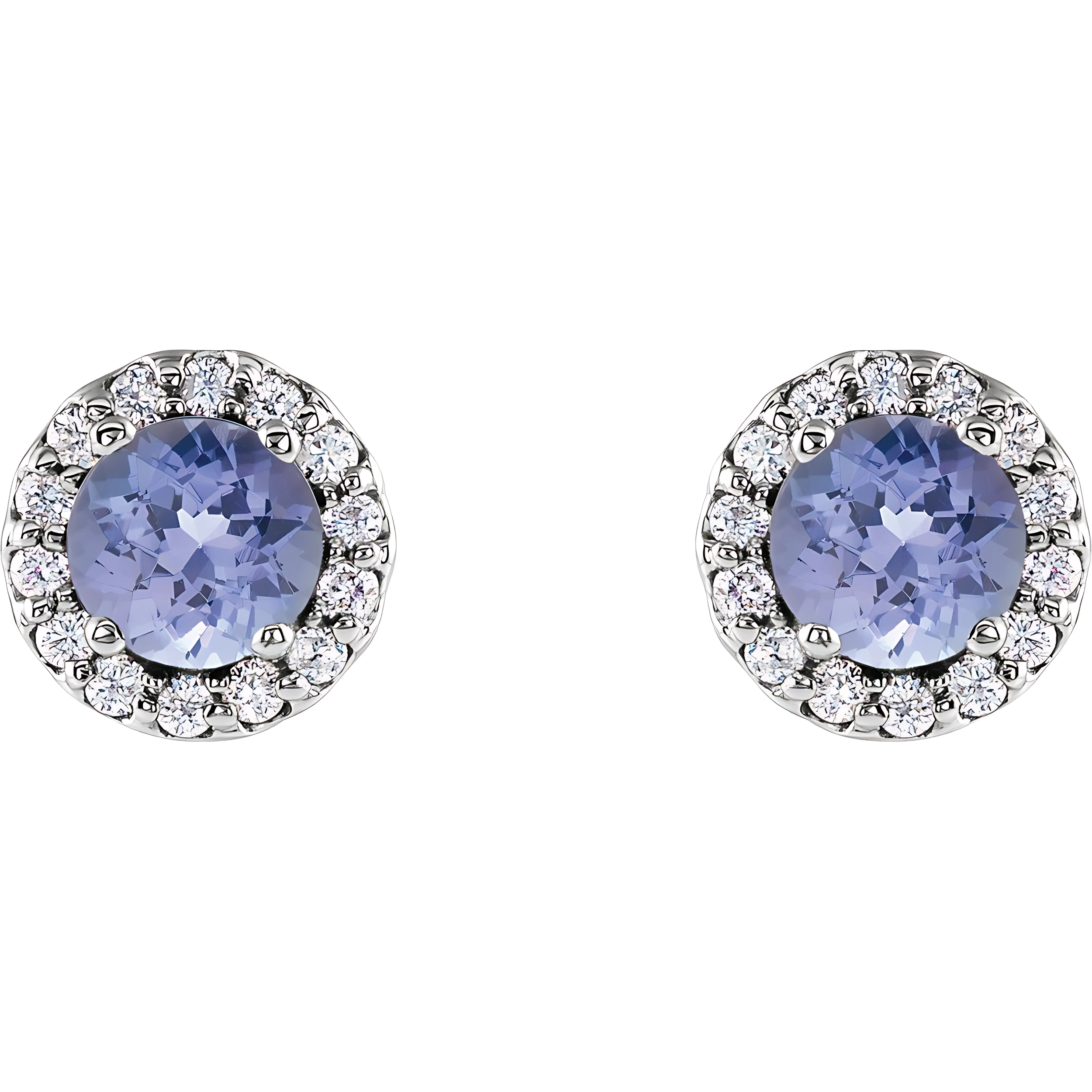 Tanzanite & Diamond Halo Stud Earrings