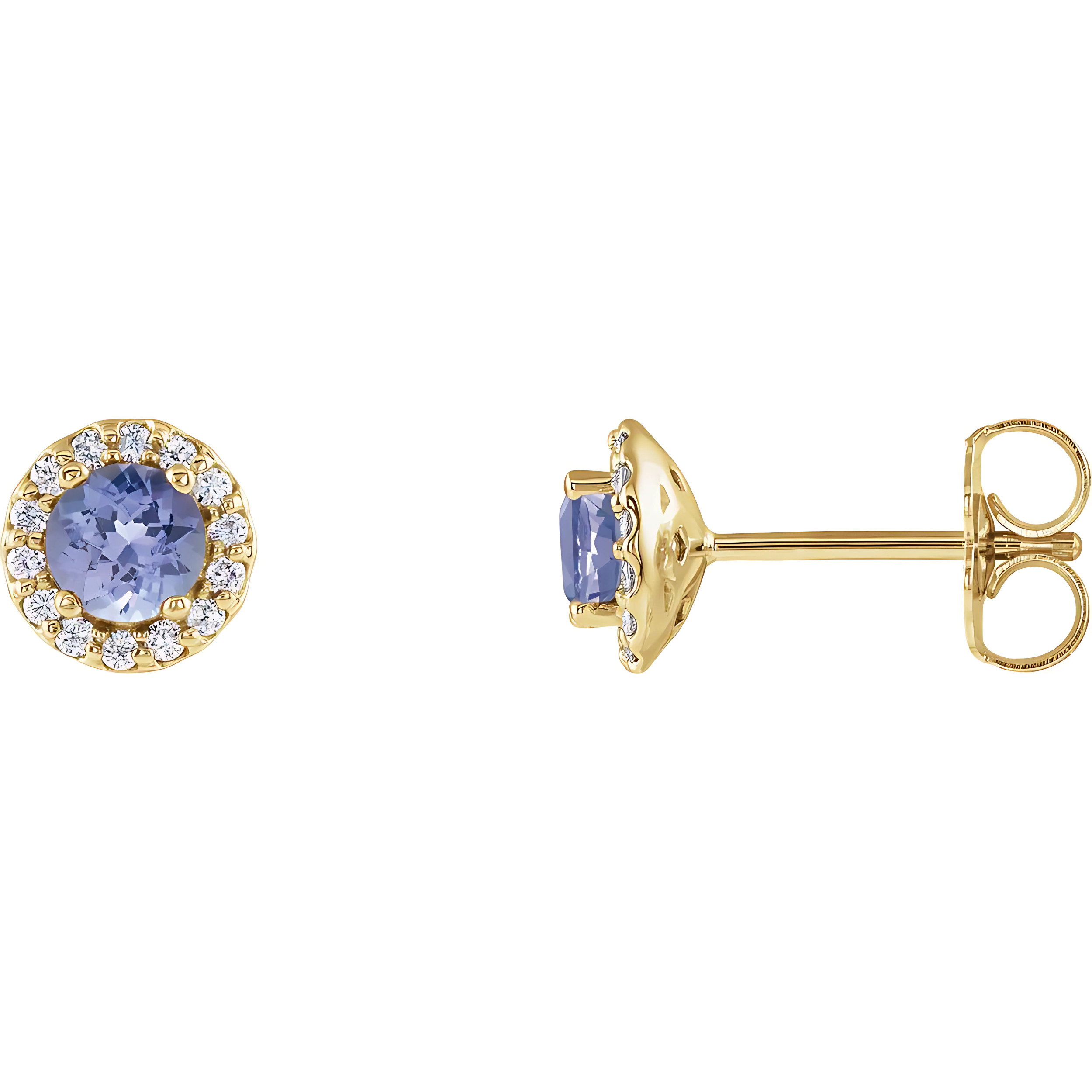 Tanzanite & Diamond Halo Stud Earrings