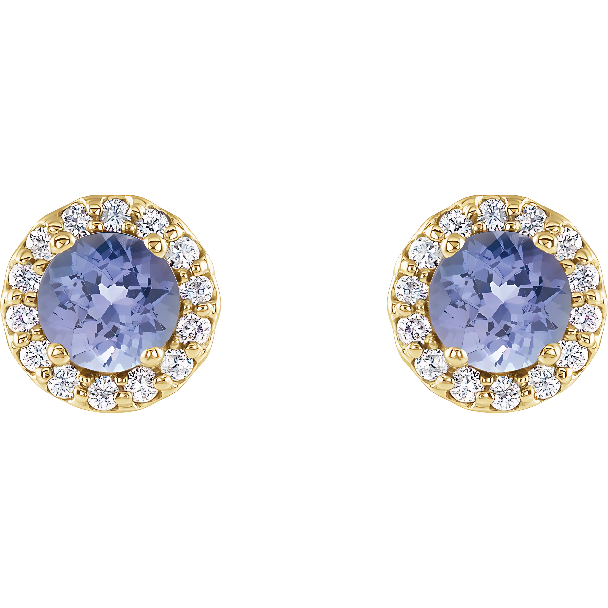 Tanzanite & Diamond Halo Stud Earrings