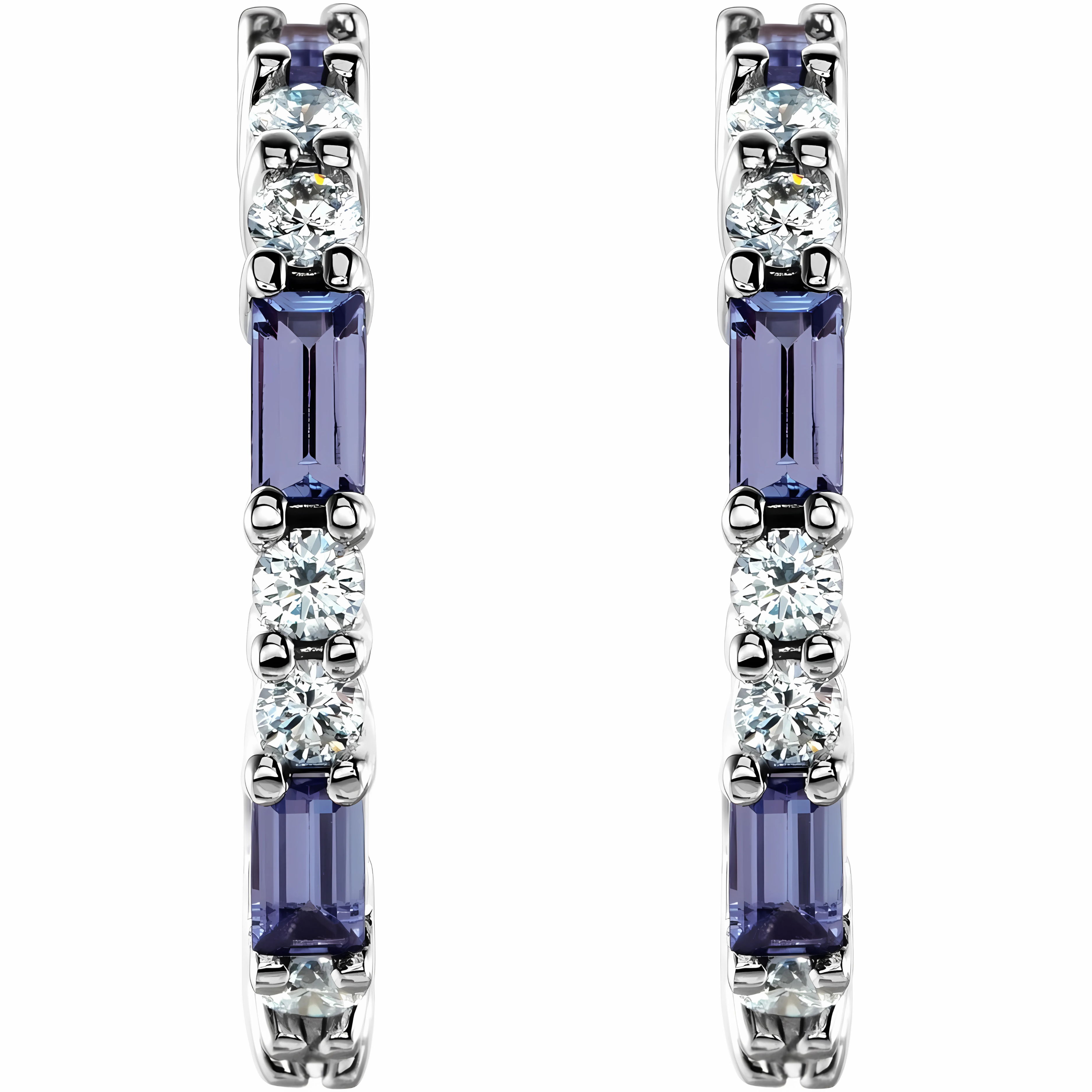 Tanzanite & Diamond Hoop Earrings