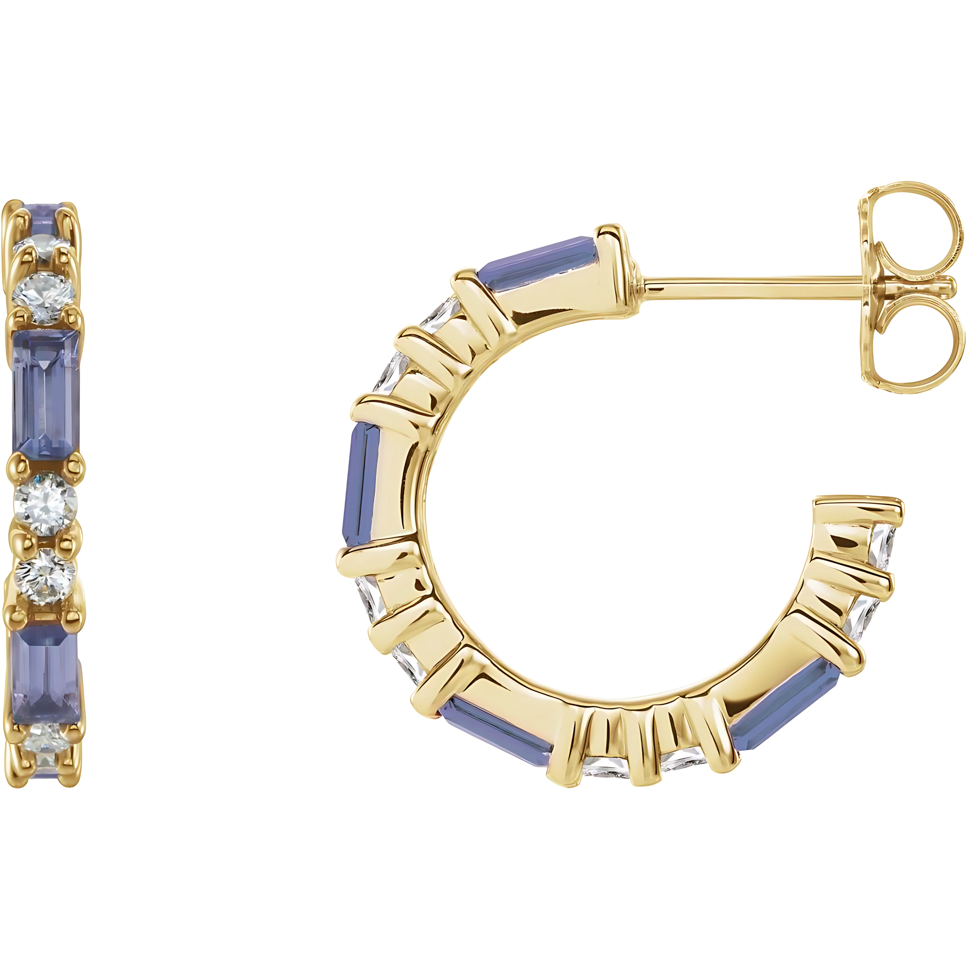 Tanzanite & Diamond Hoop Earrings