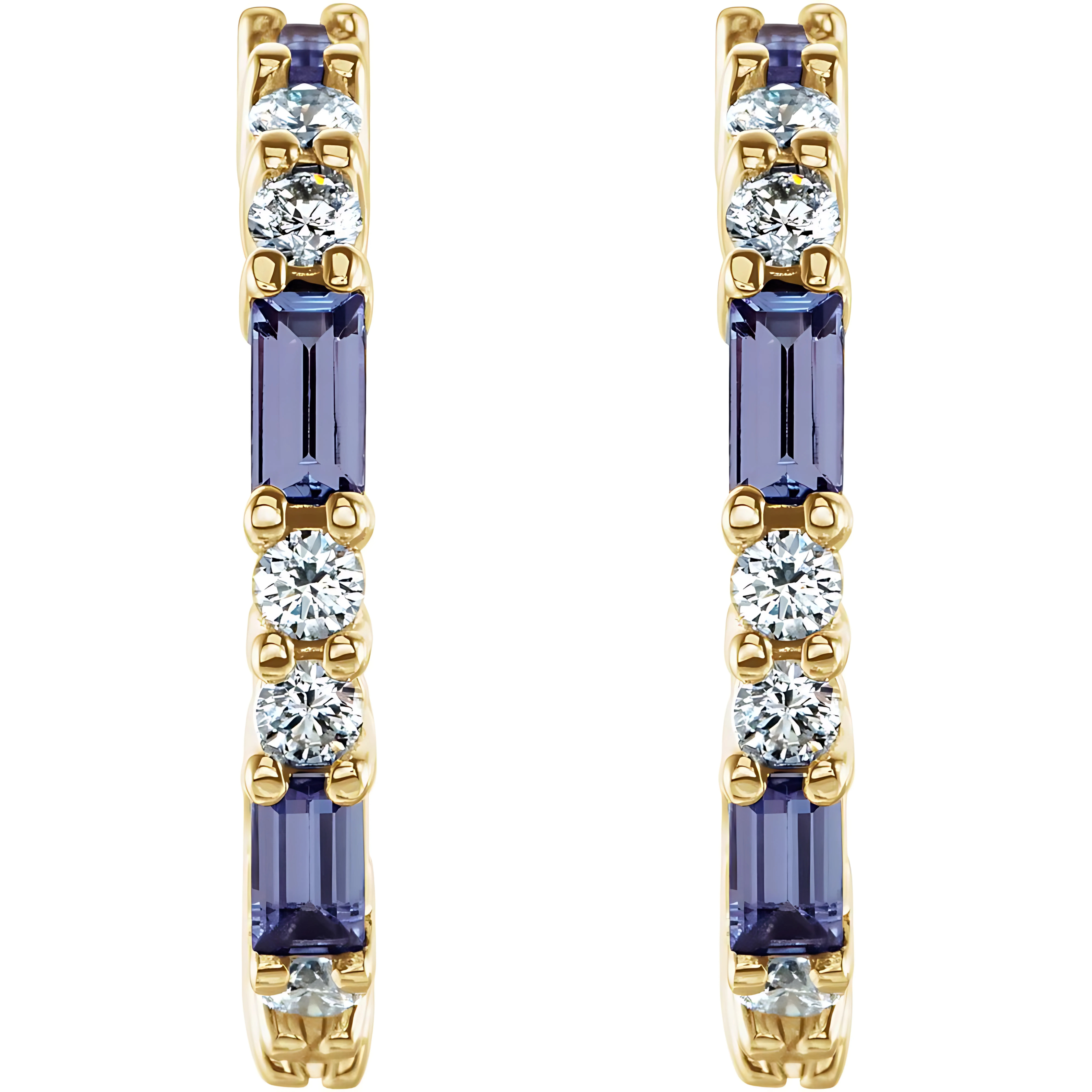 Tanzanite & Diamond Hoop Earrings