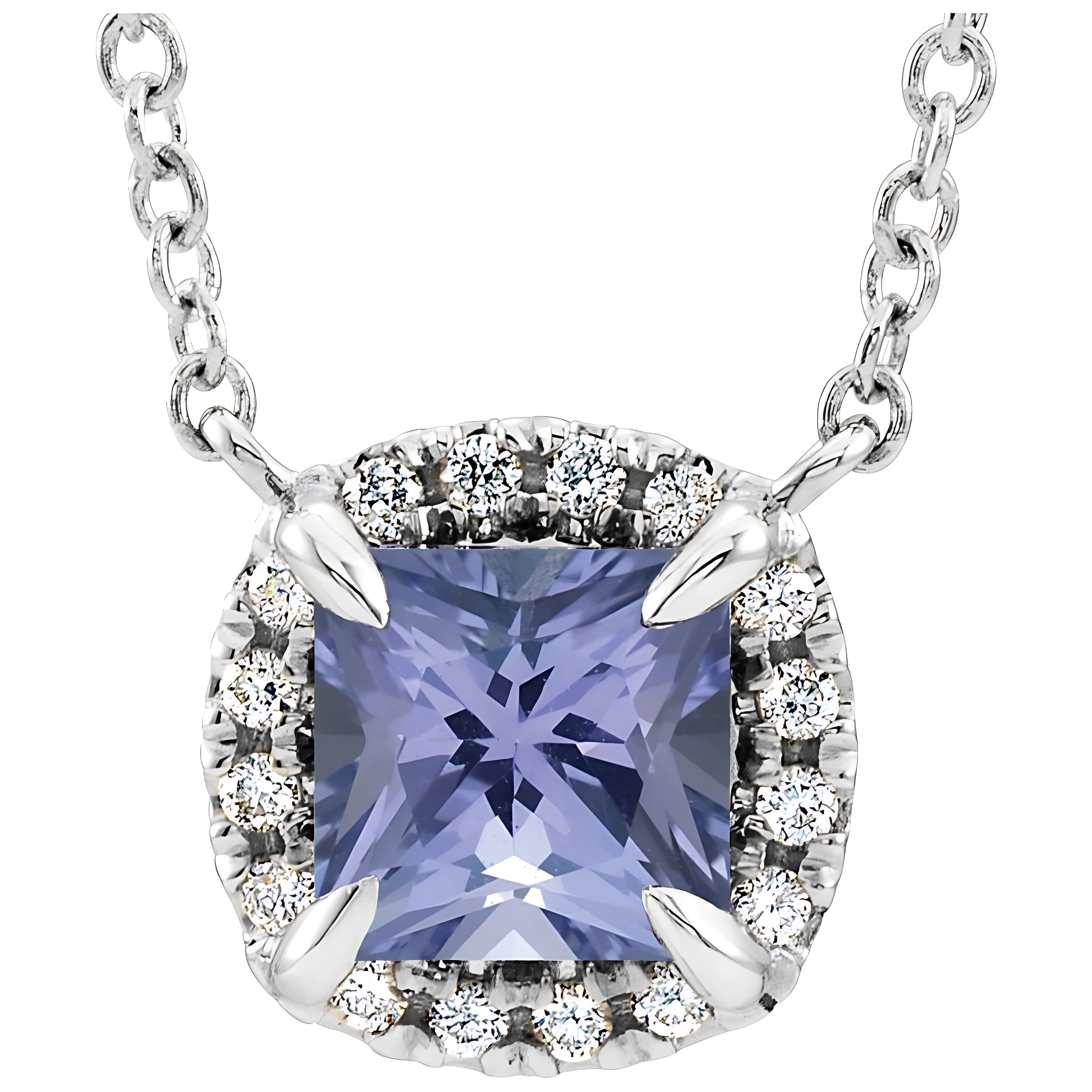 Tanzanite Diamond Halo Necklace