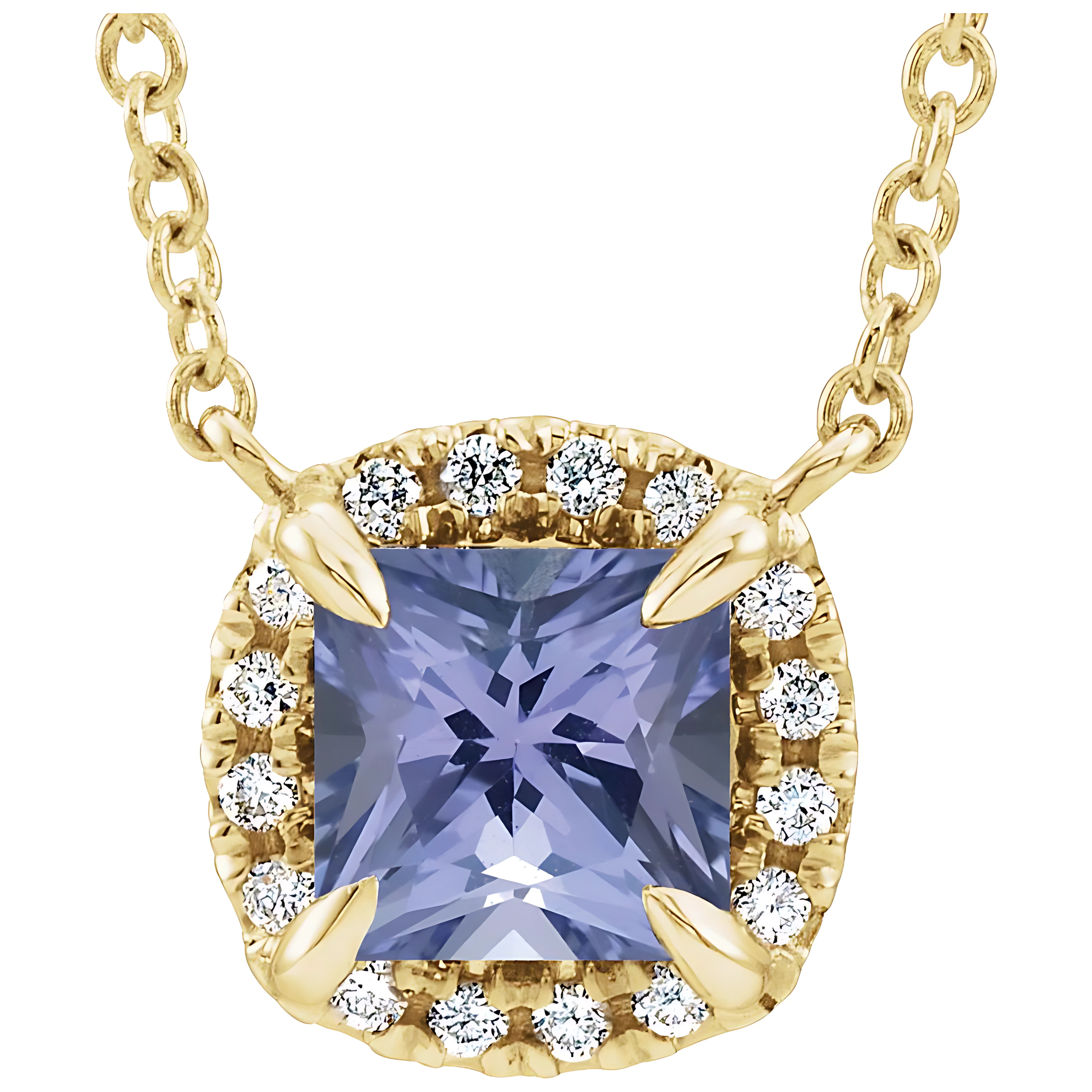 Tanzanite Diamond Halo Necklace