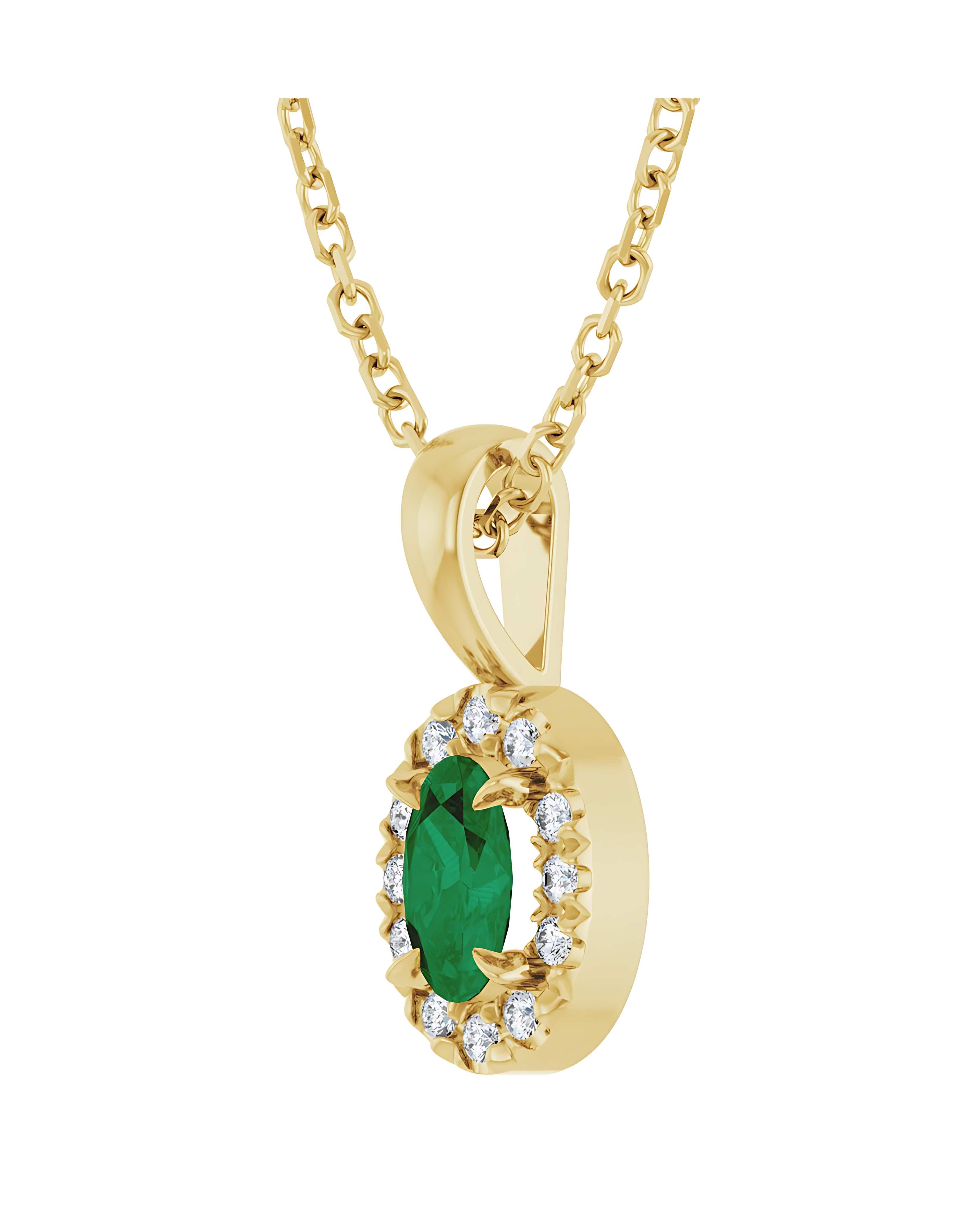 Emerald Diamond Halo Pendant