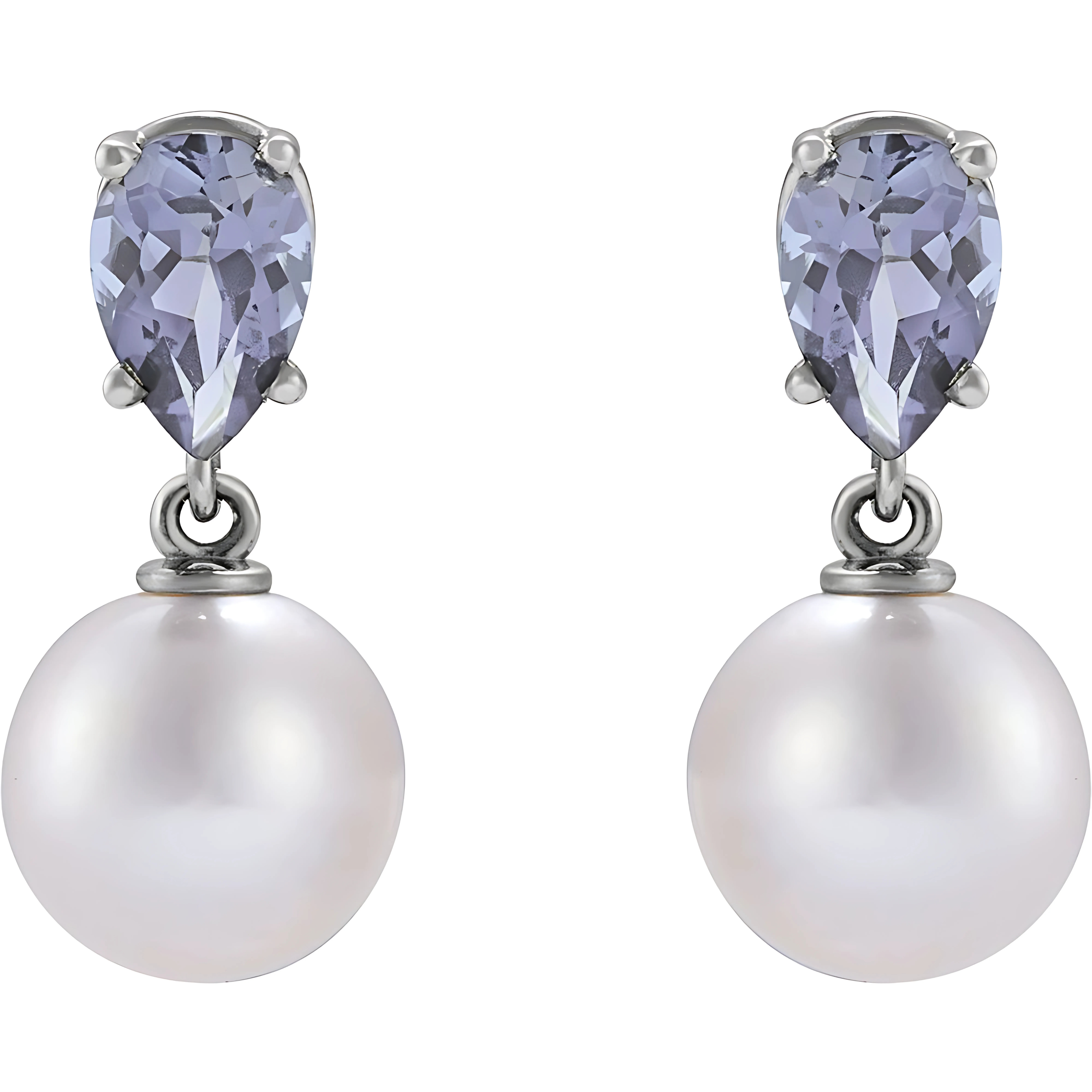 Tanzanite & Akoya Pearl Drop Earrings