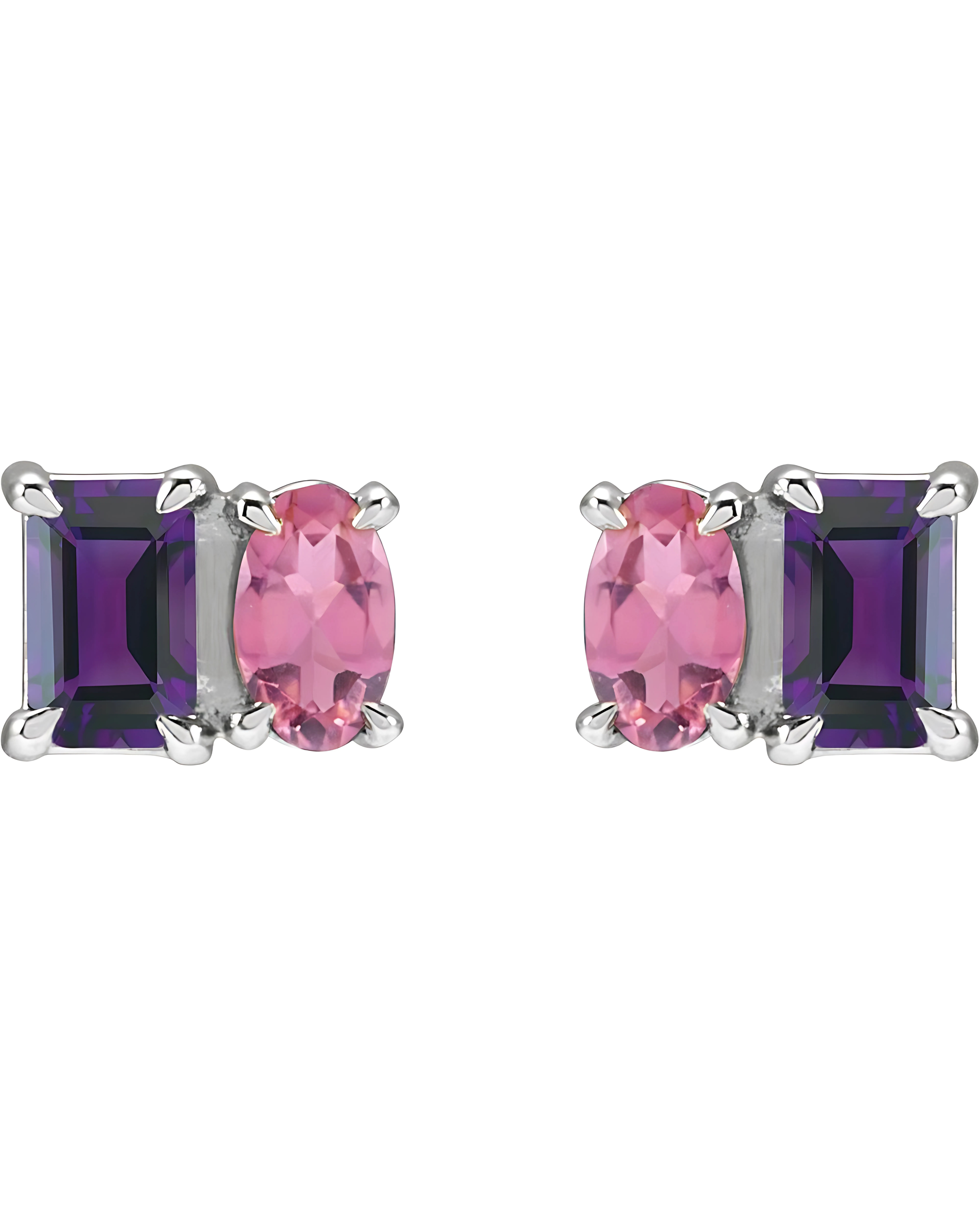 Amethyst & Pink Tourmaline Stud Earrings