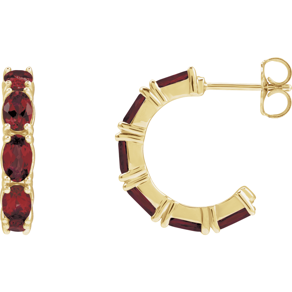 Garnet Hoop Earrings