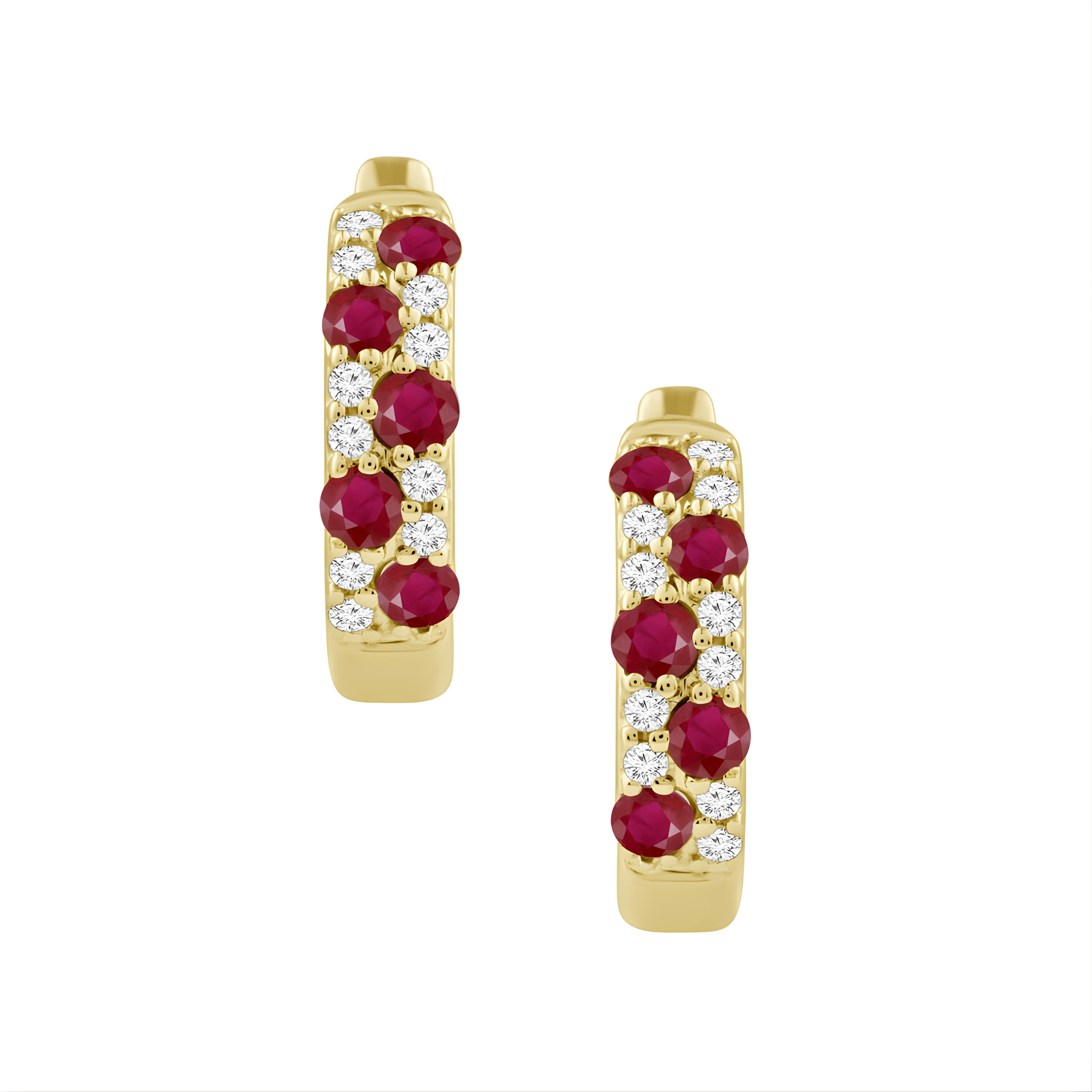 Ruby & Diamond Huggie Hoop Earrings