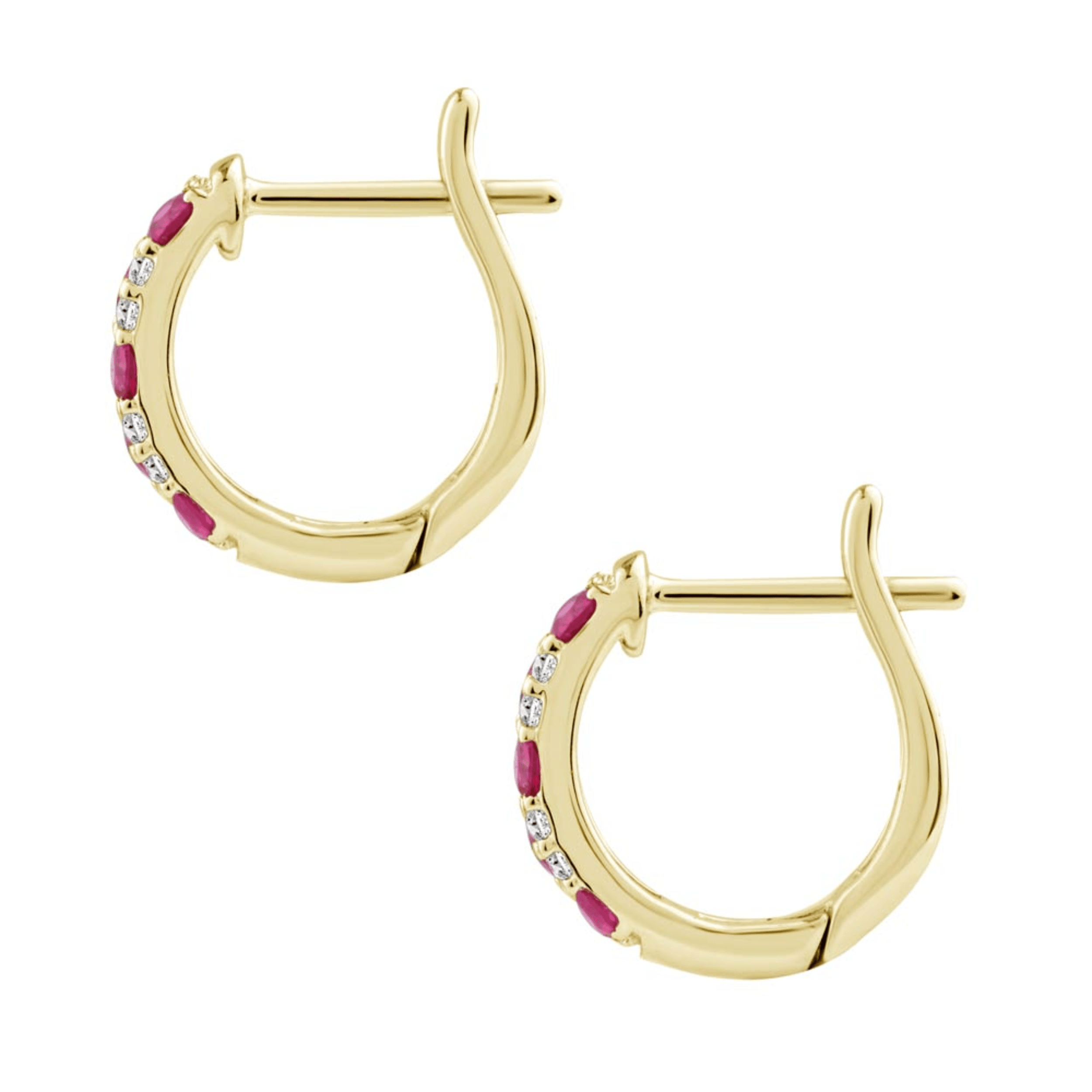 Ruby & Diamond Huggie Hoop Earrings