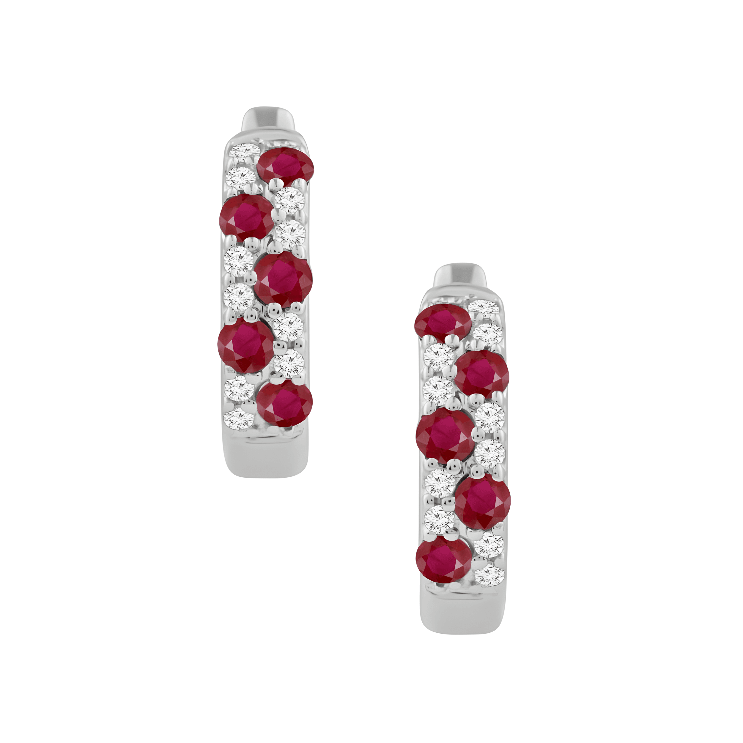 Ruby & Diamond Huggie Hoop Earrings