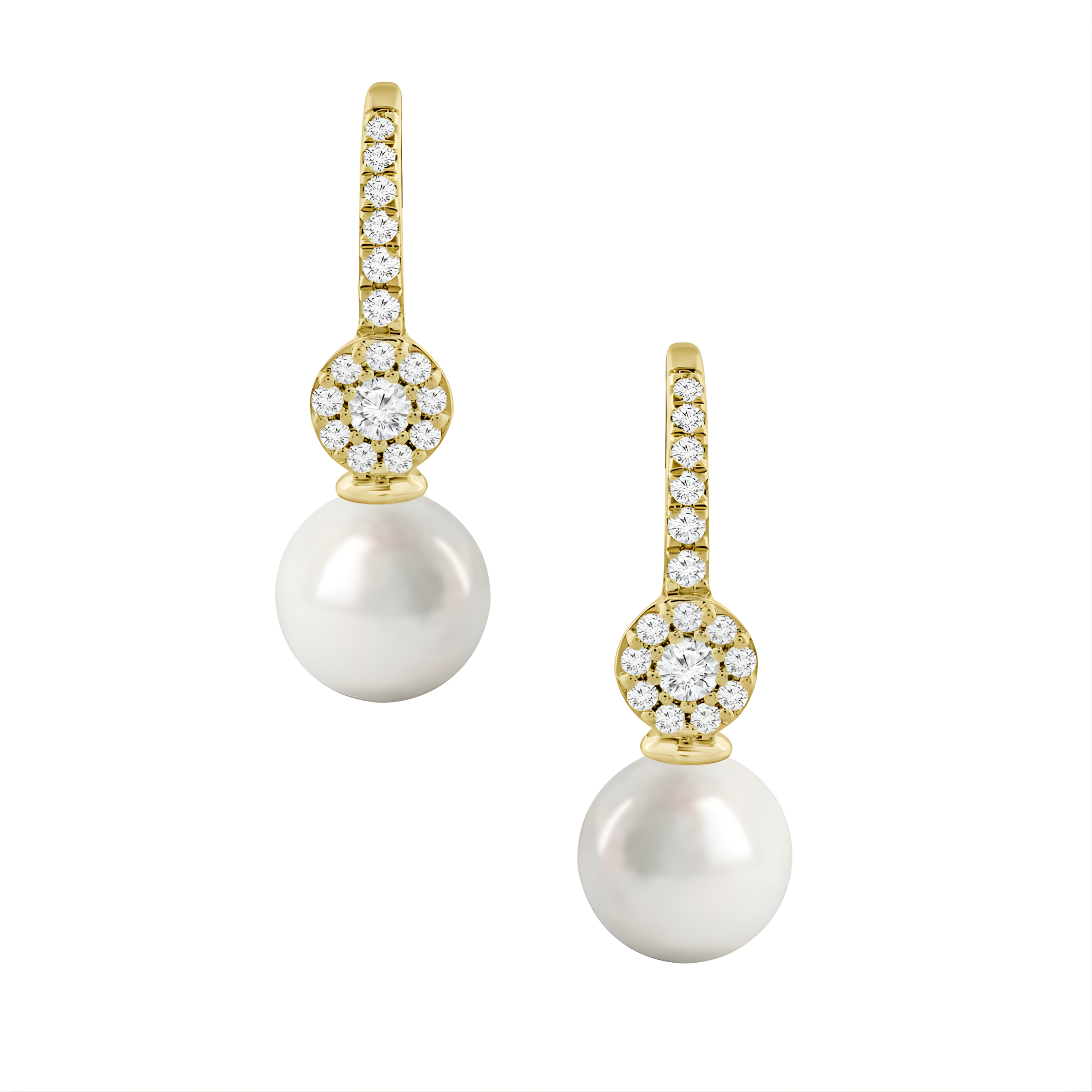 Pearl & Pavé Diamond Hoop Earrings