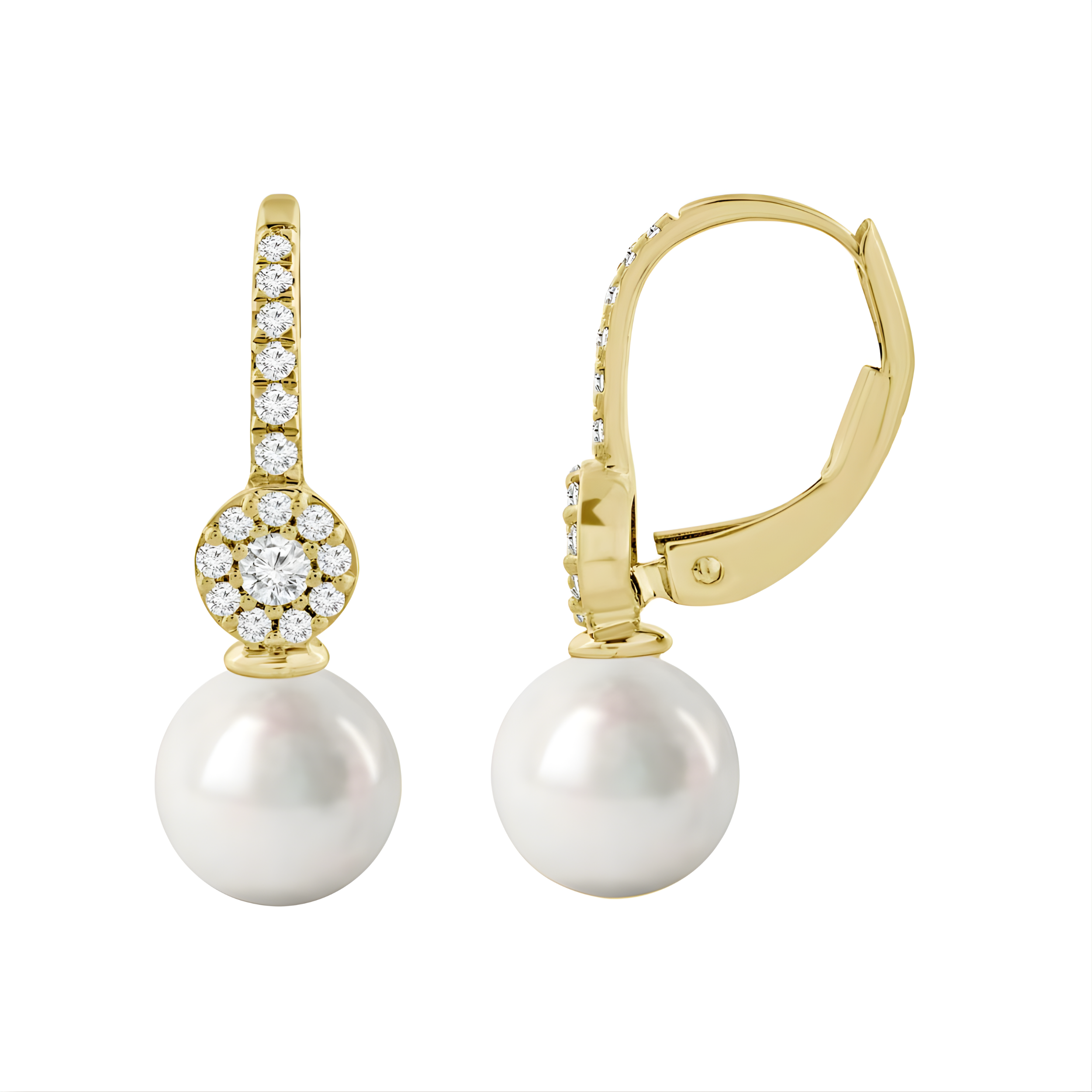 Pearl & Pavé Diamond Hoop Earrings