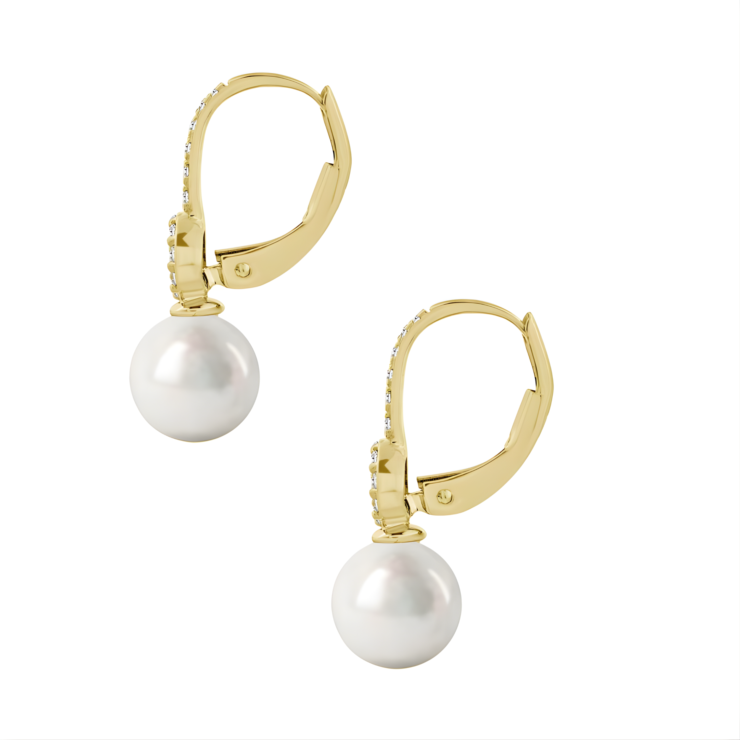 Pearl & Pavé Diamond Hoop Earrings
