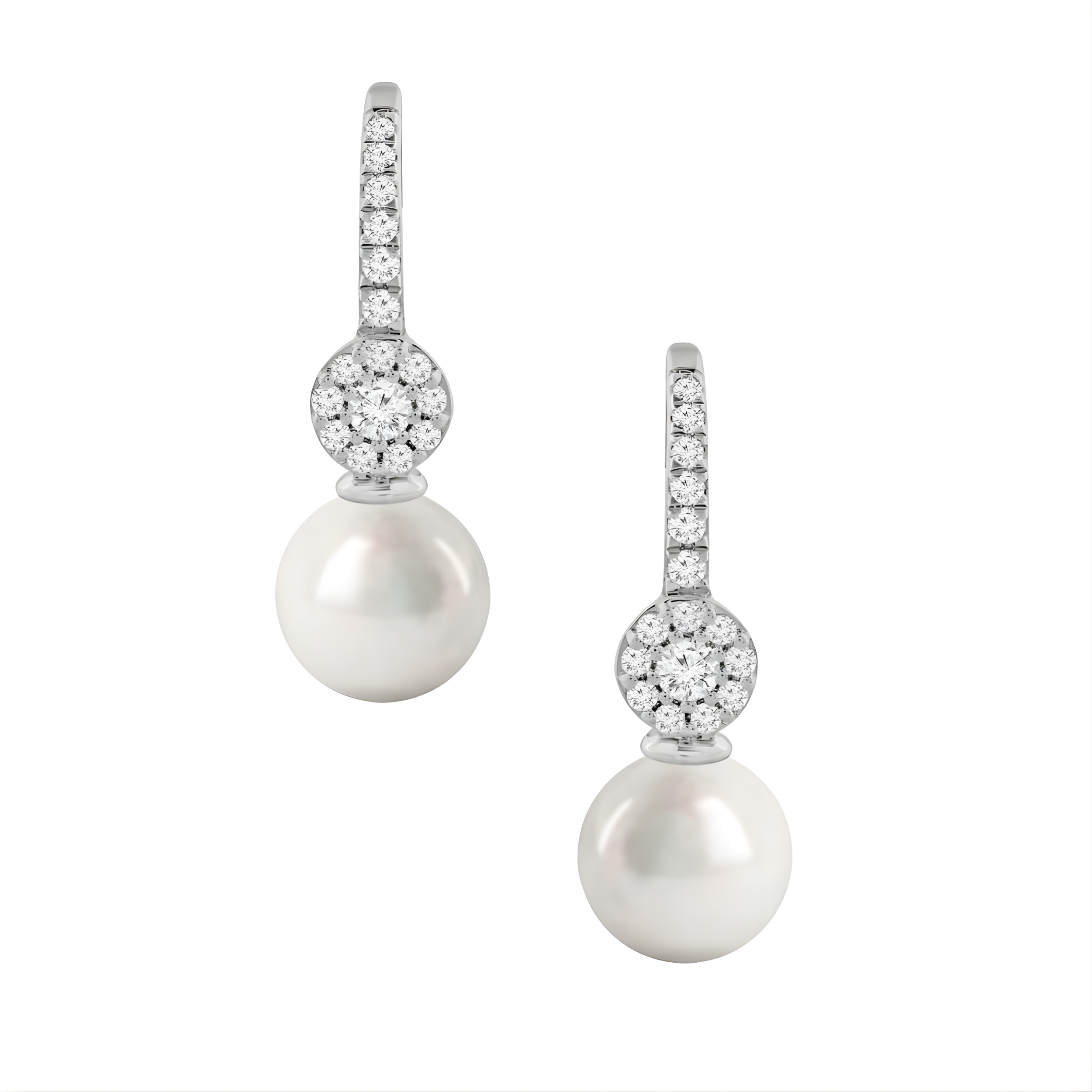 Pearl & Pavé Diamond Hoop Earrings