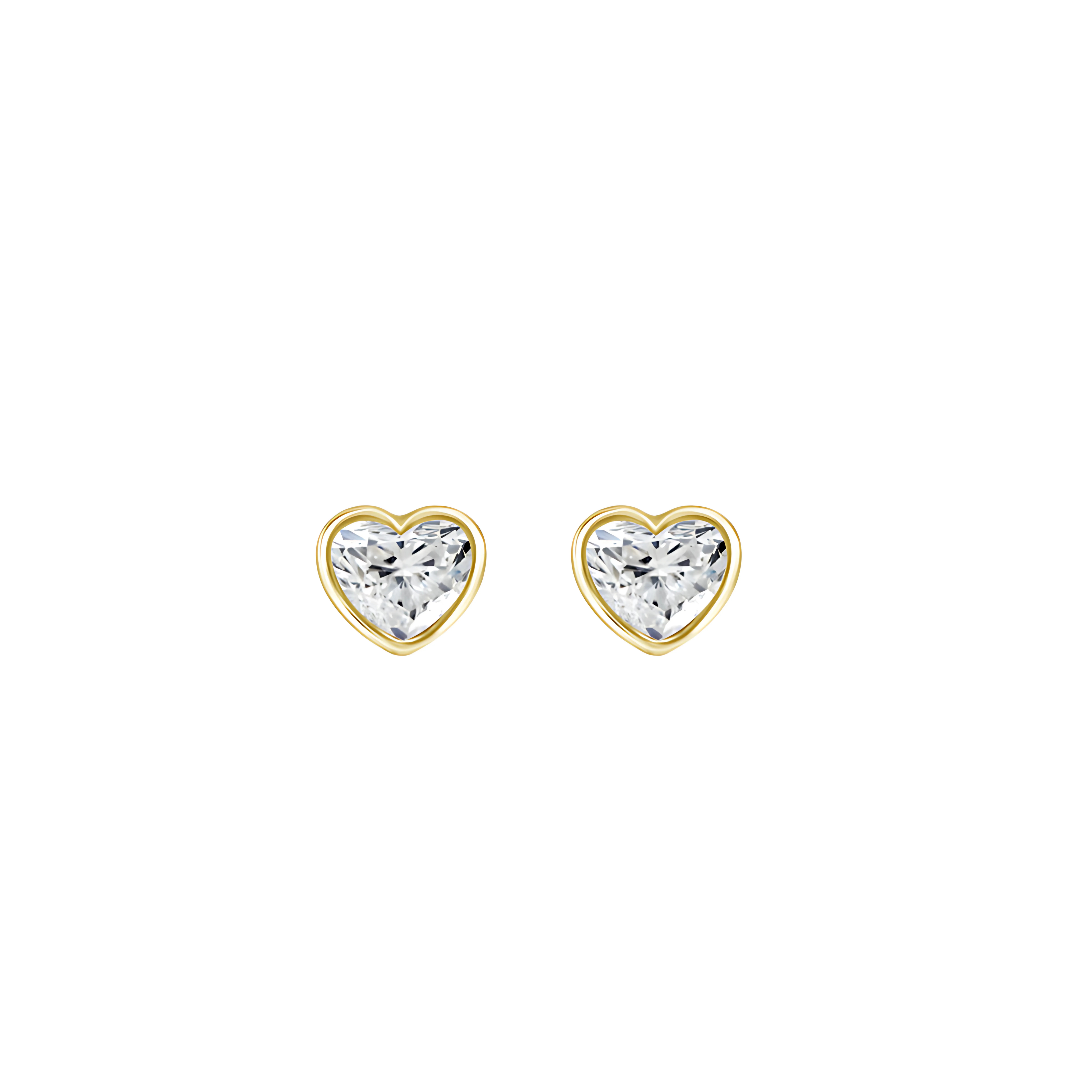 18 KARAT .36CT Heart BEZEL SET STUD EARRINGS