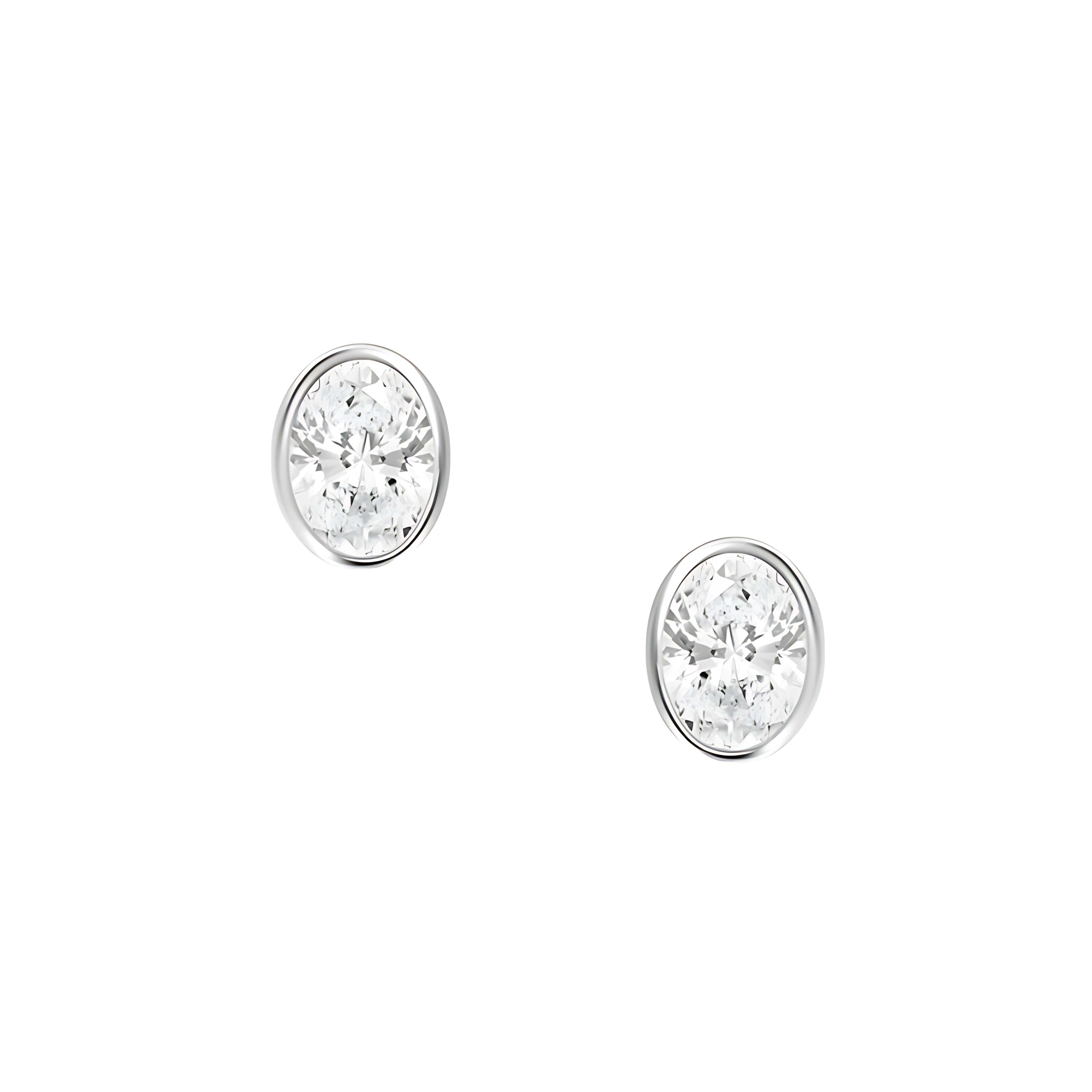 18 KARAT .35CT OVAL CUT BEZEL SET STUD EARRINGS