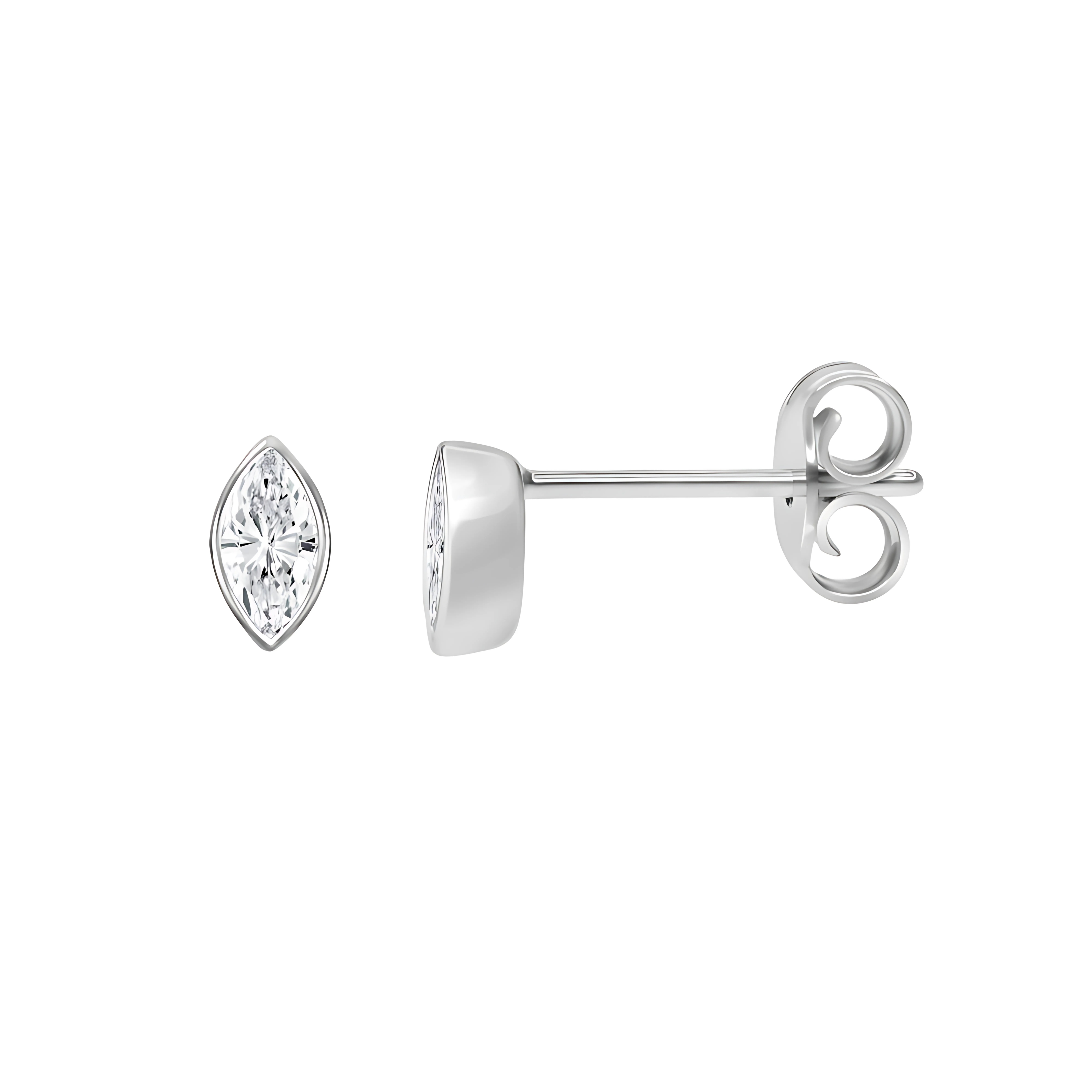 18 KARAT .55CT Marquise CUT BEZEL SET STUD EARRINGS