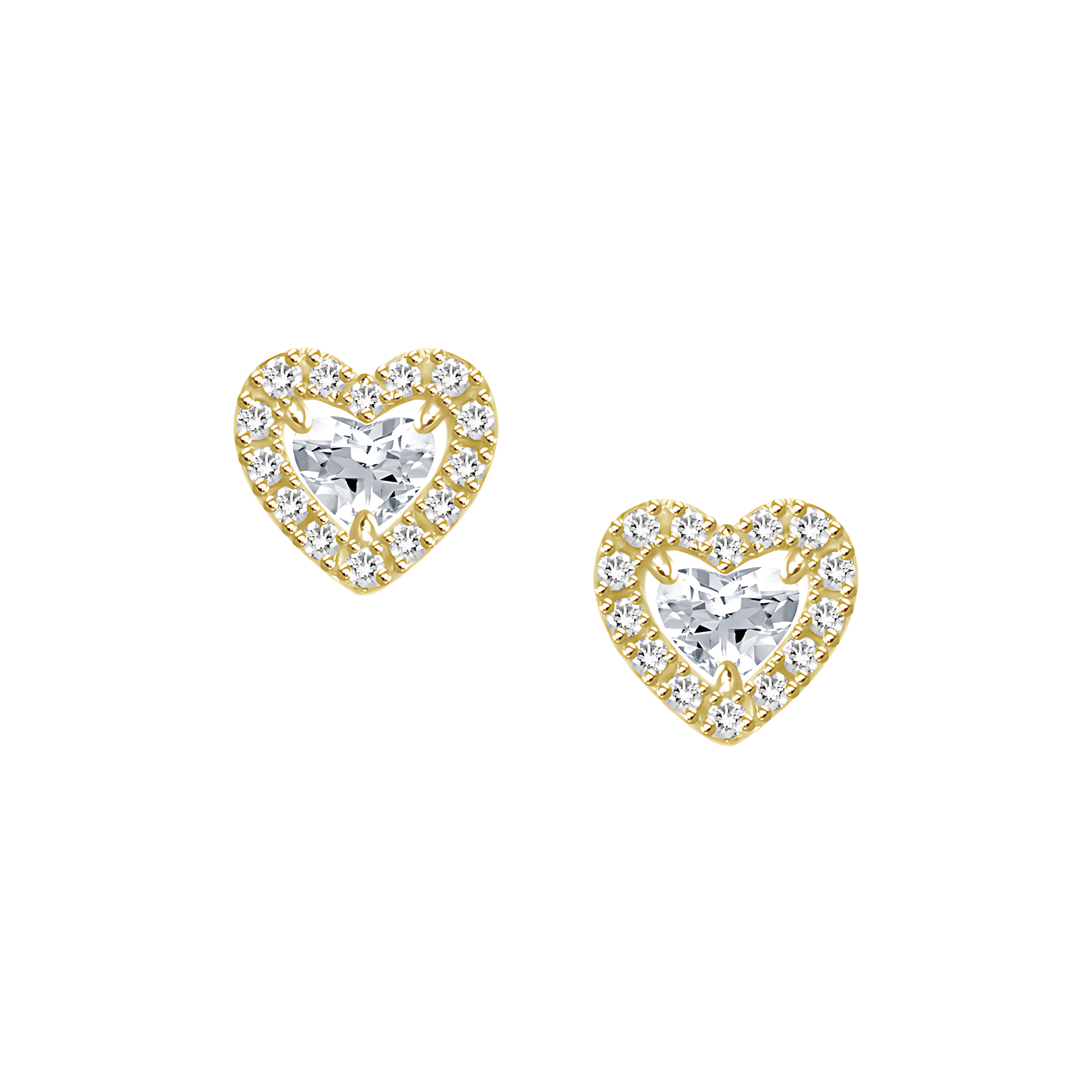 18 KARAT .45CT HEART SHAPED DIAMOND HALO STUD EARRINGS