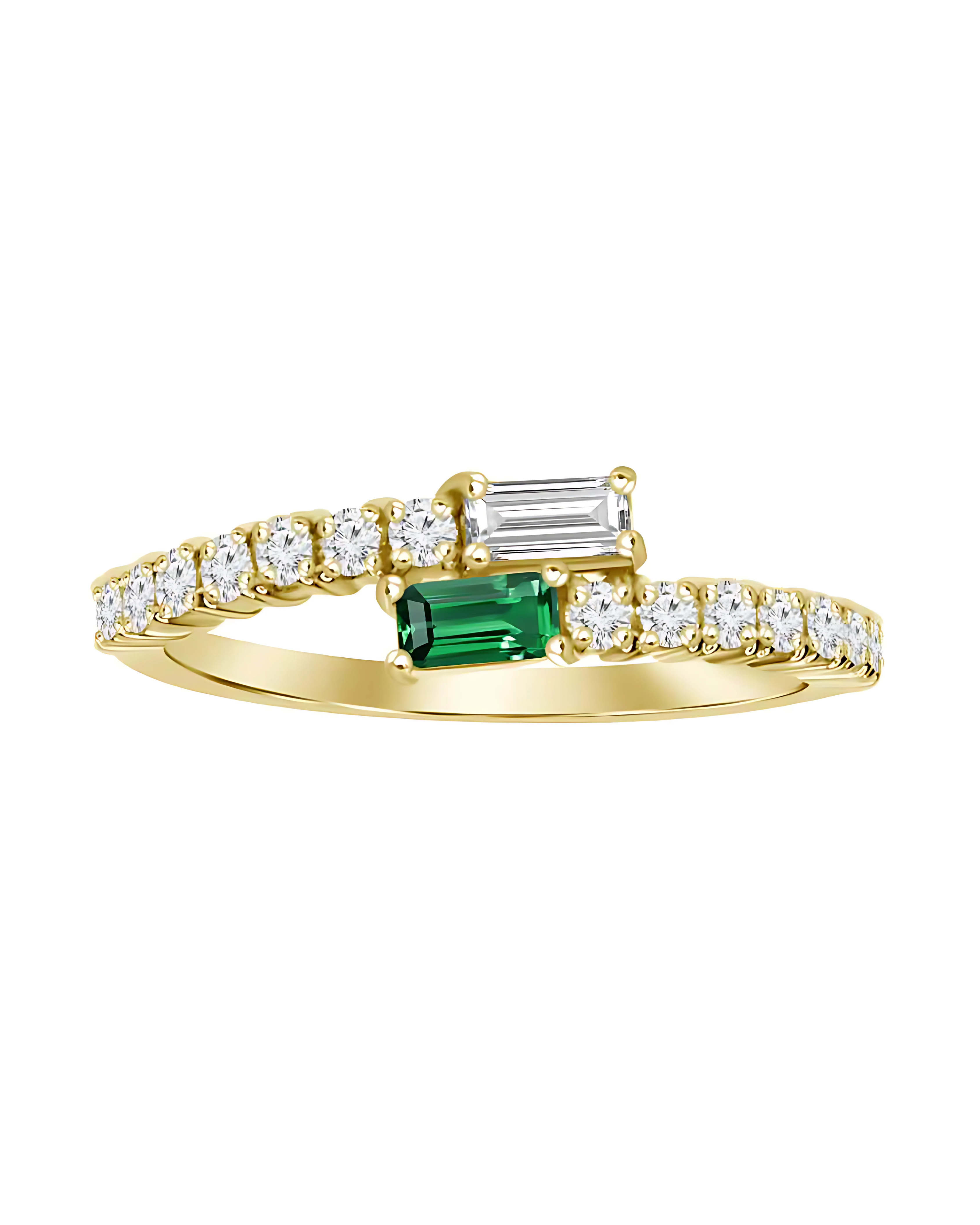 Emerald & Diamond Bypass Ring