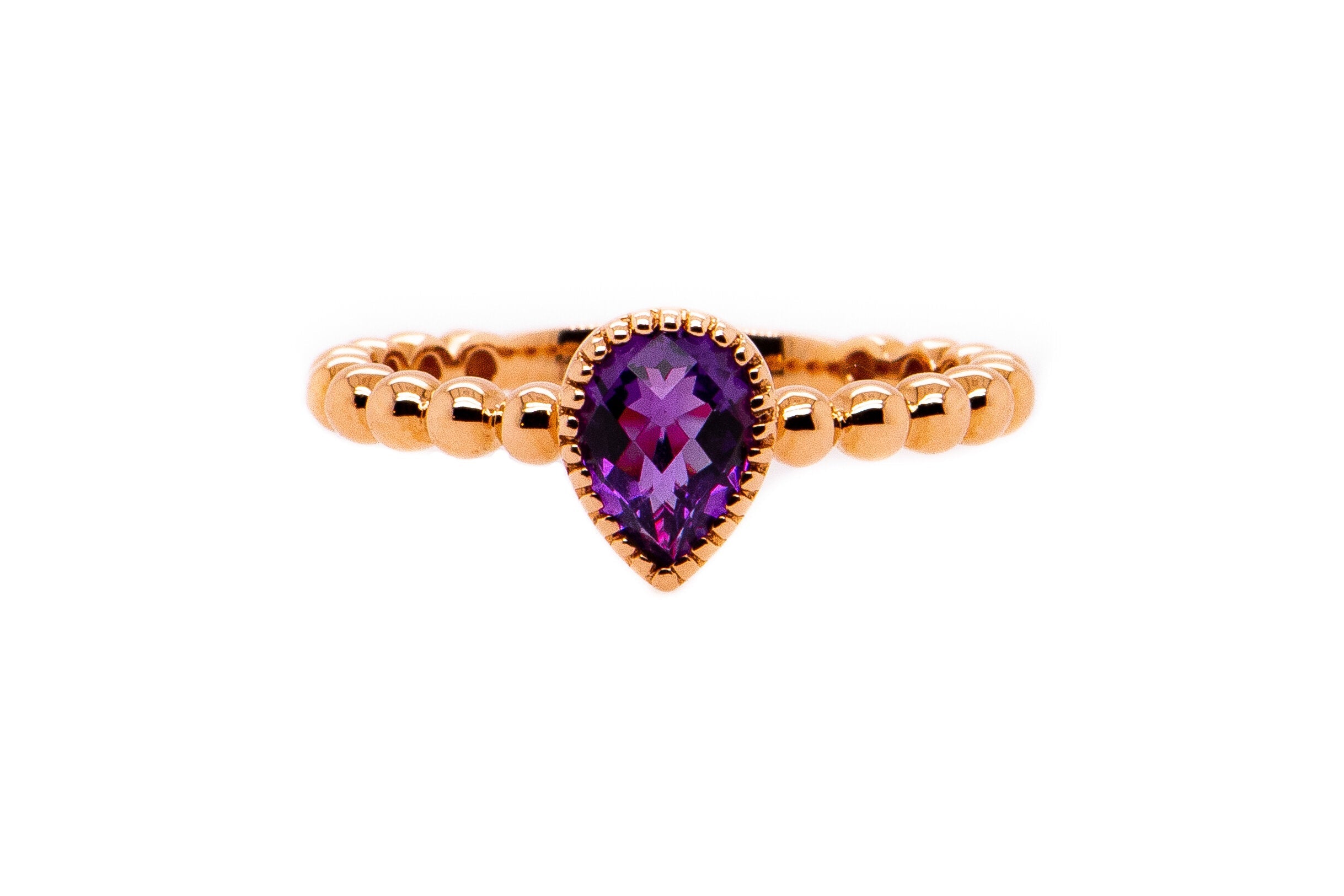 14kt Rose Gold Pear Amethyst Ring