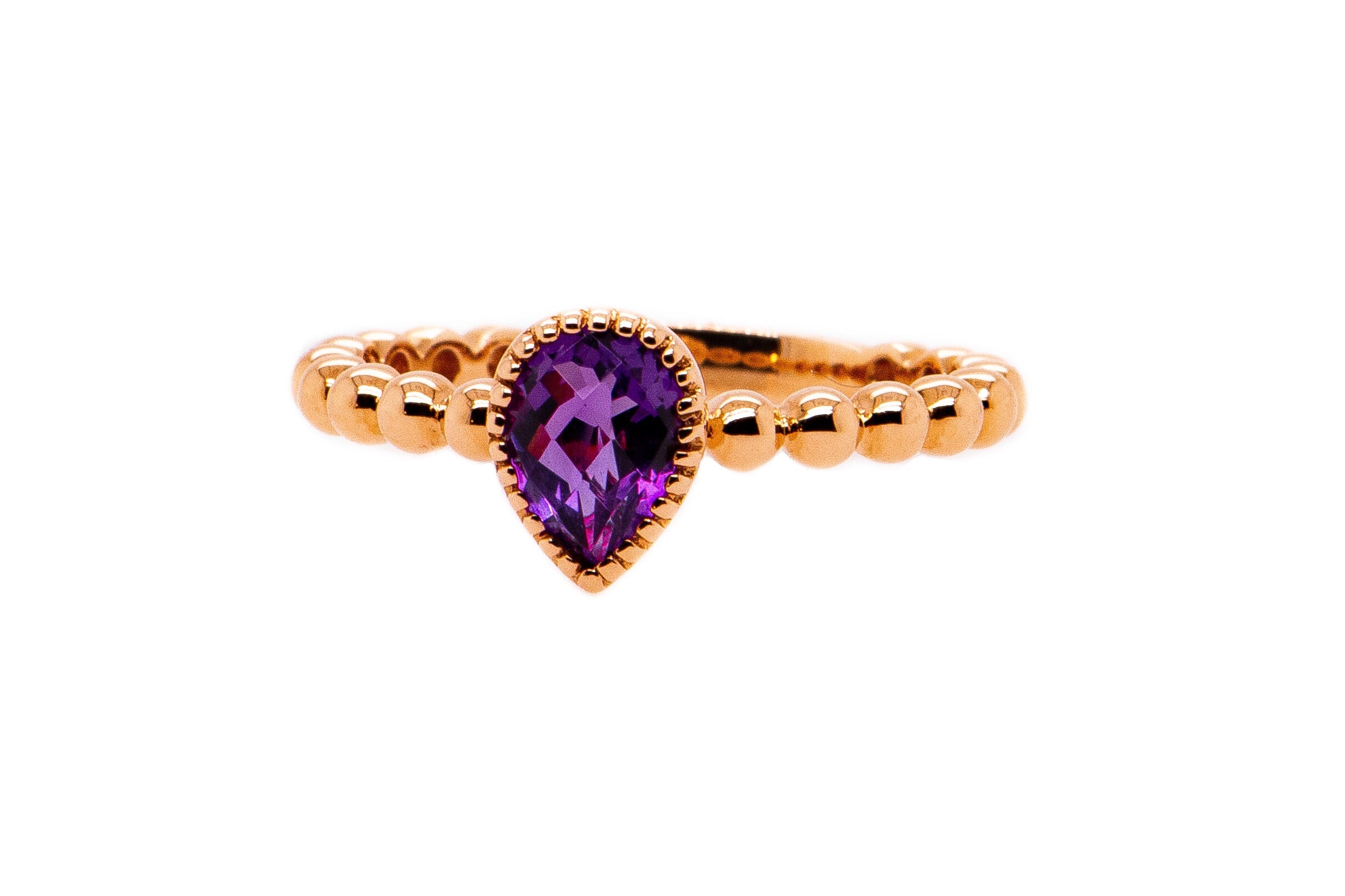 14kt Rose Gold Pear Amethyst Ring