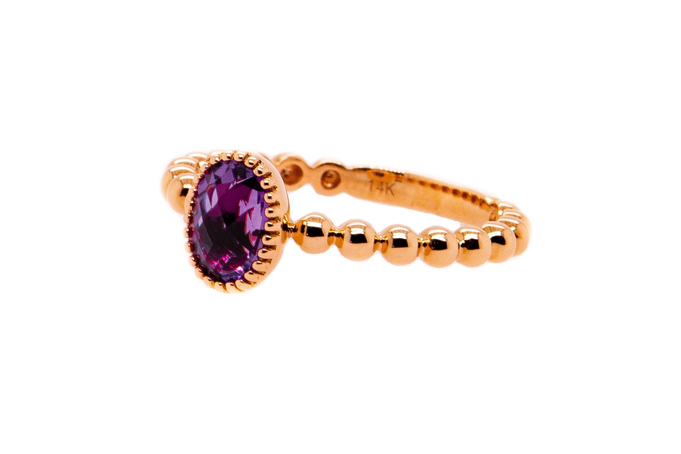 14kt Rose Gold Oval Amethyst Ring