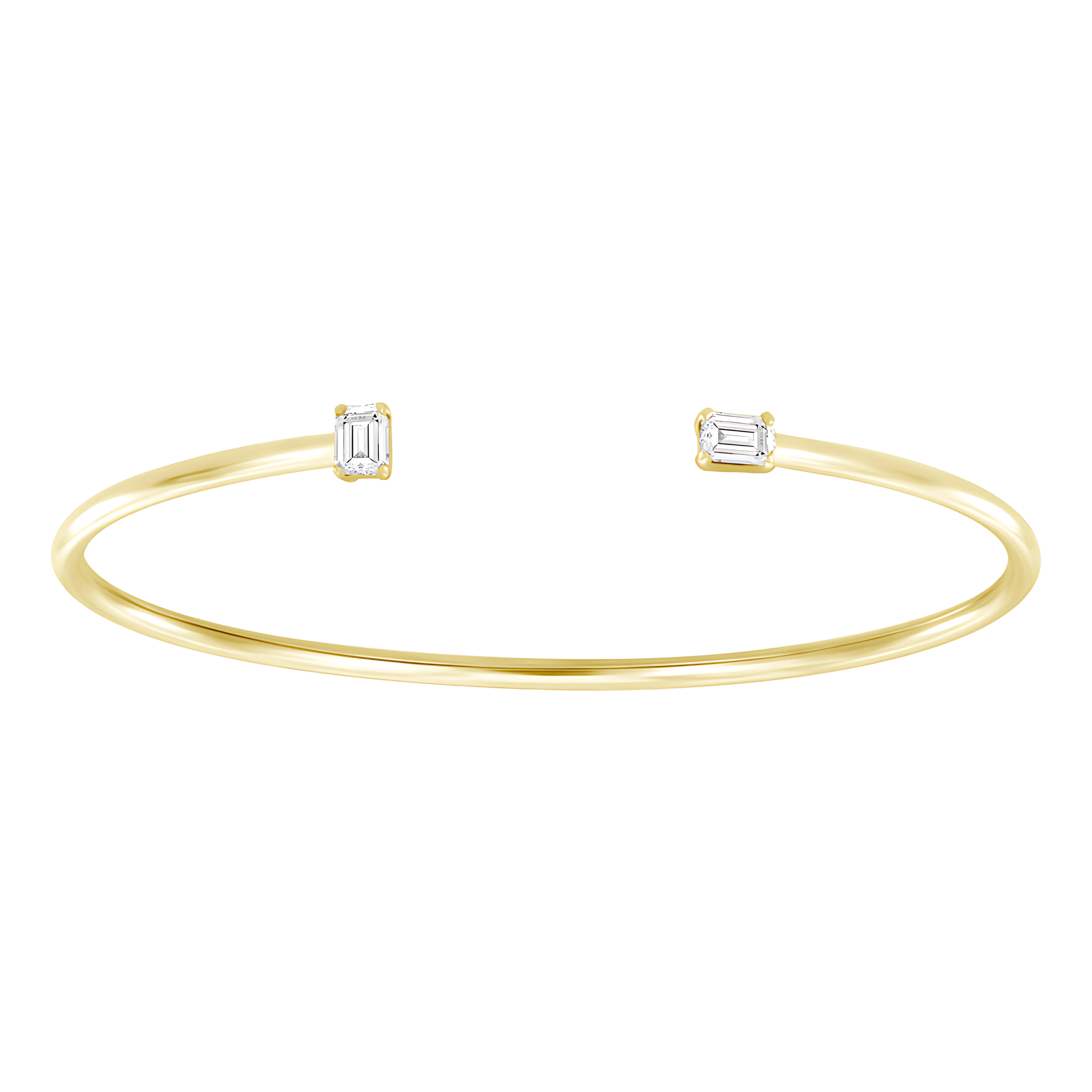 18 Karat .50ct Emerald Cut Cuff Bangle Bracelet