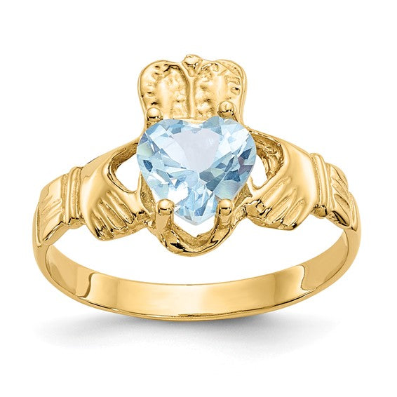 Aquamarine Claddagh Ring - March