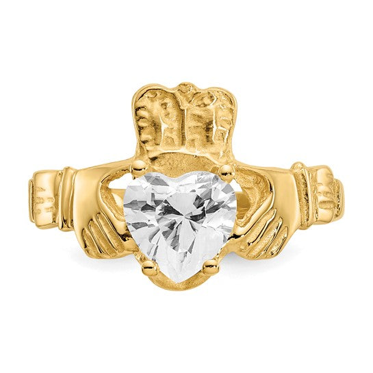 Diamond Claddagh Ring - April