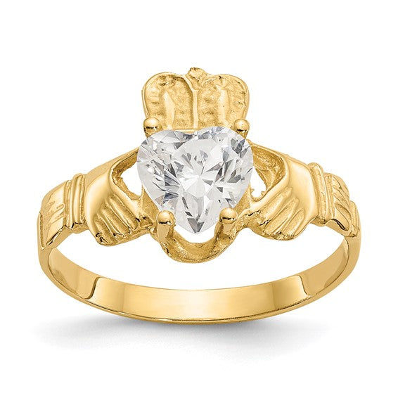 Diamond Claddagh Ring - April