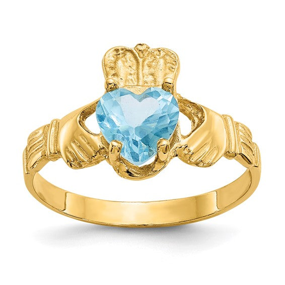 Blue Topaz Claddagh Ring - December - Hannoush Jewelers | Silva Family Franchises