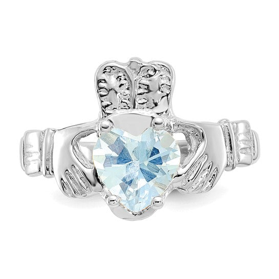 Aquamarine Claddagh Ring - March