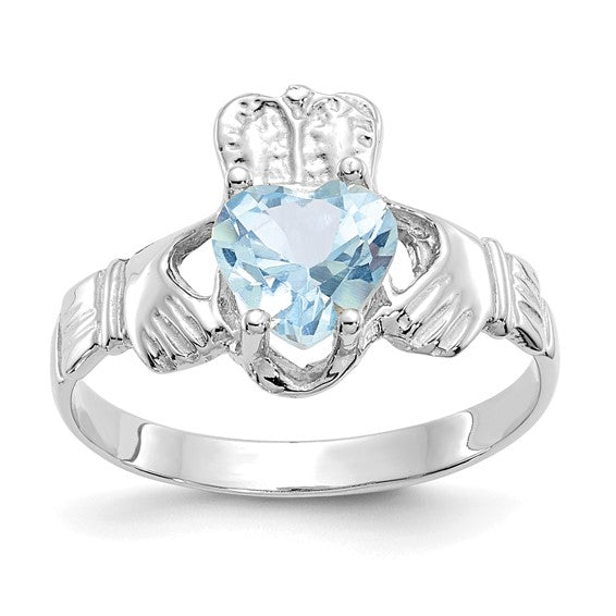 Aquamarine Claddagh Ring - March