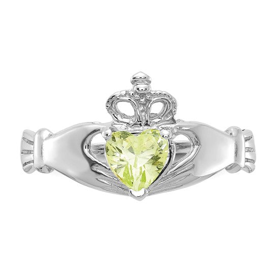 Peridot Claddagh Ring - August