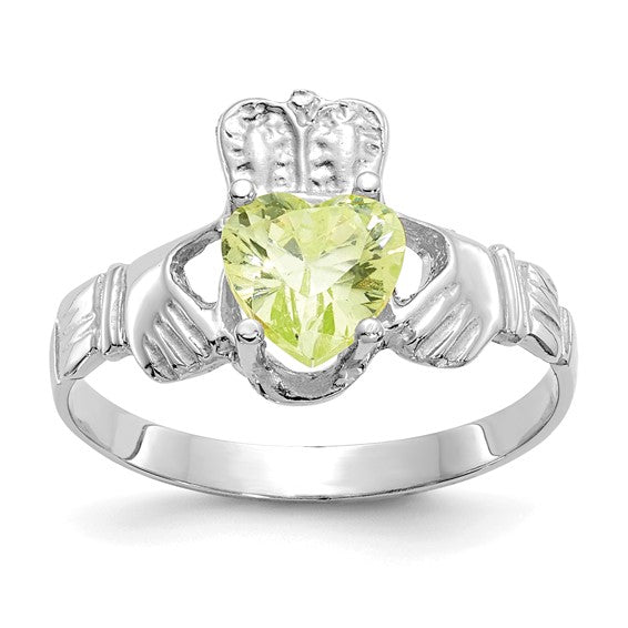 Peridot Claddagh Ring - August