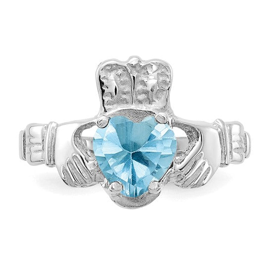 Blue Topaz Claddagh Ring - December