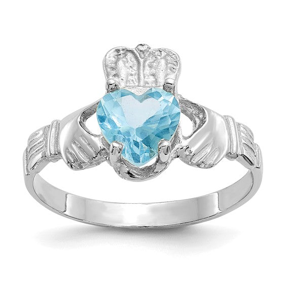 Blue Topaz Claddagh Ring - December - Hannoush Jewelers | Silva Family Franchises