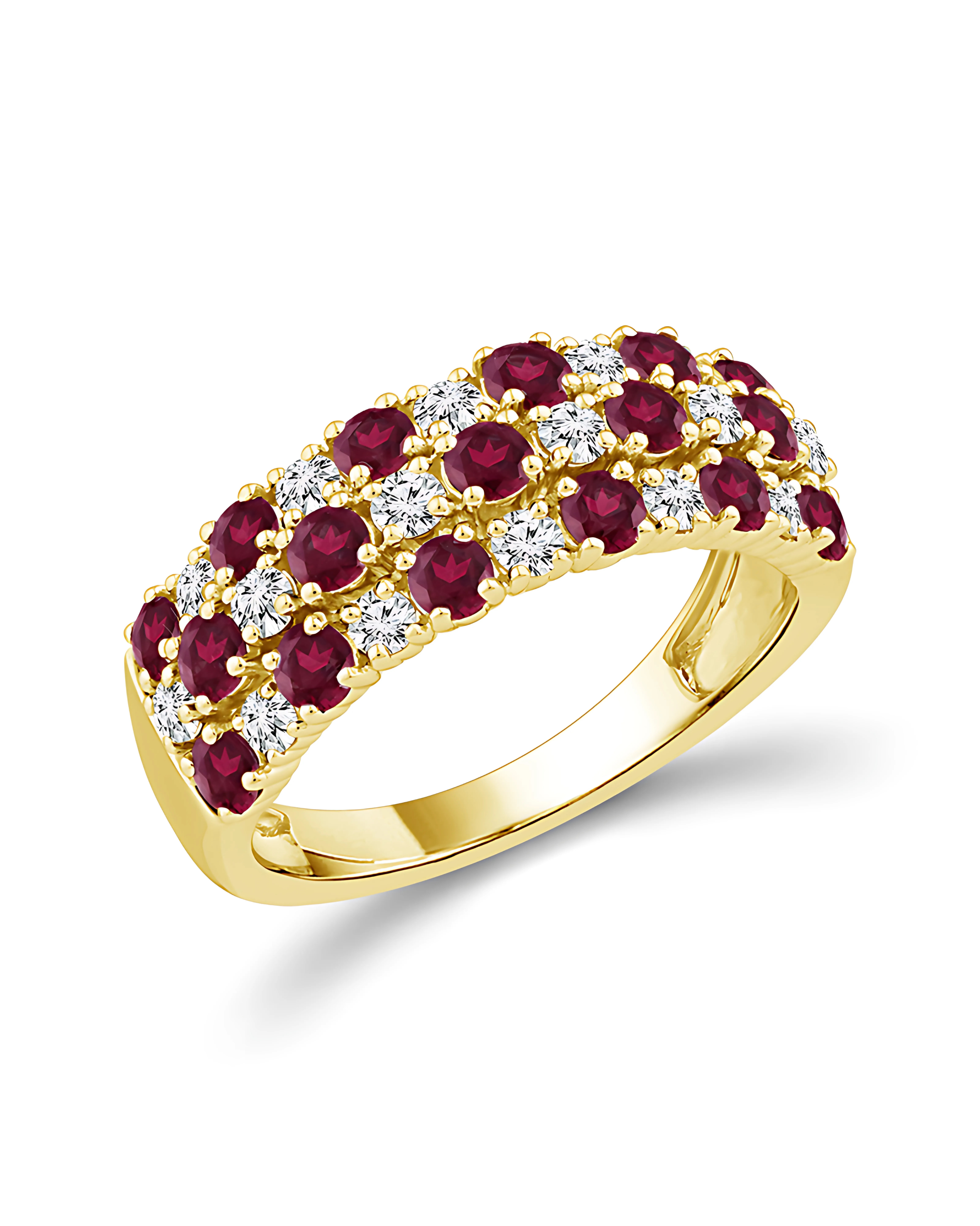 Ruby & Diamond Multi Row Ring