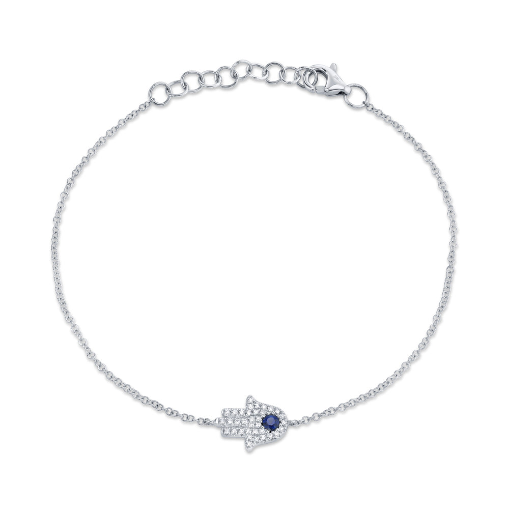 0.09CT DIAMOND & 0.08CT BLUE SAPPHIRE HAMSA BRACELET - SC55005294