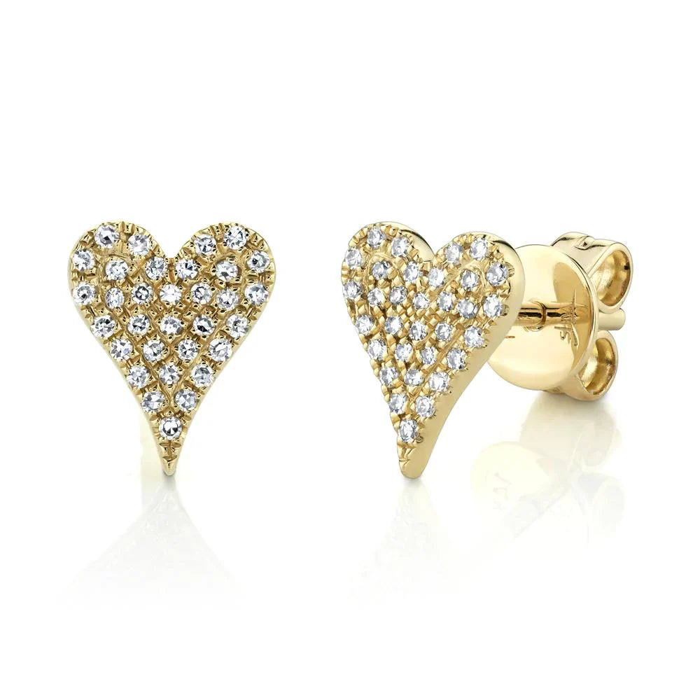 0.14 CT. DIAMOND PAVE HEART STUD EARRINGS - SC55006928