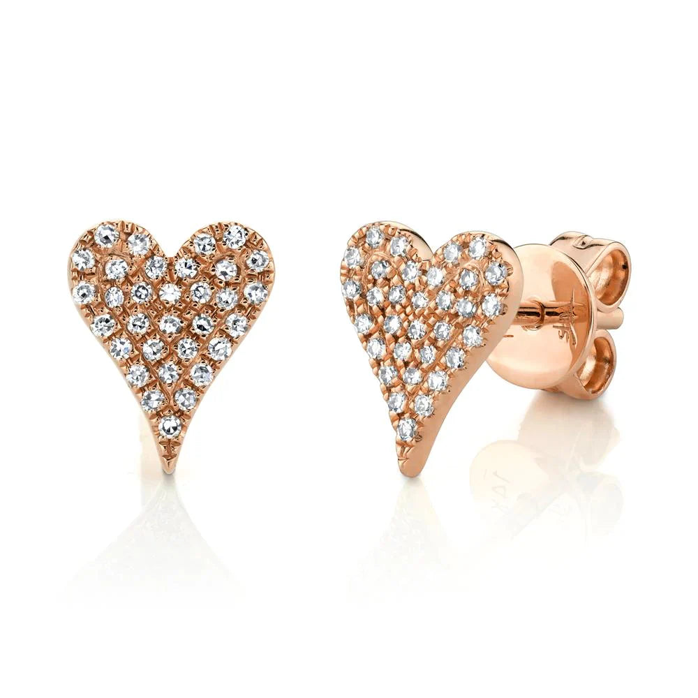 0.14 CT. DIAMOND PAVE HEART STUD EARRINGS - SC55006928