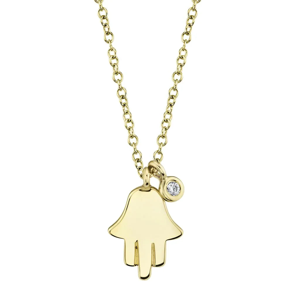 HAMSA DIAMOND CHARM PENDANT NECKLACE - SC55009886