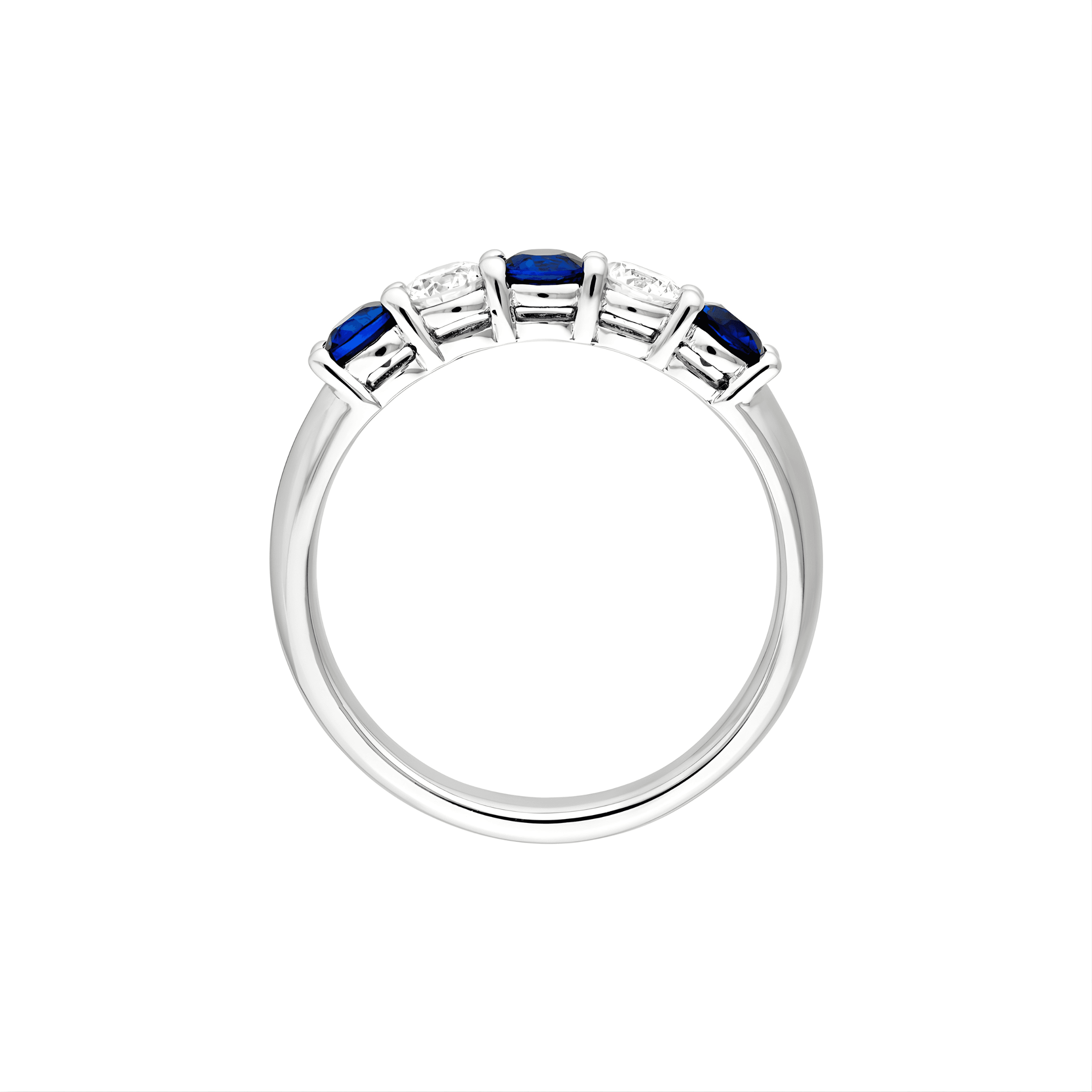 5 Stone Alternating Diamond and Sapphire Ring