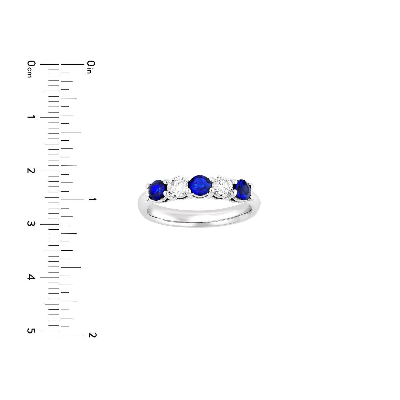 5 Stone Alternating Diamond and Sapphire Ring