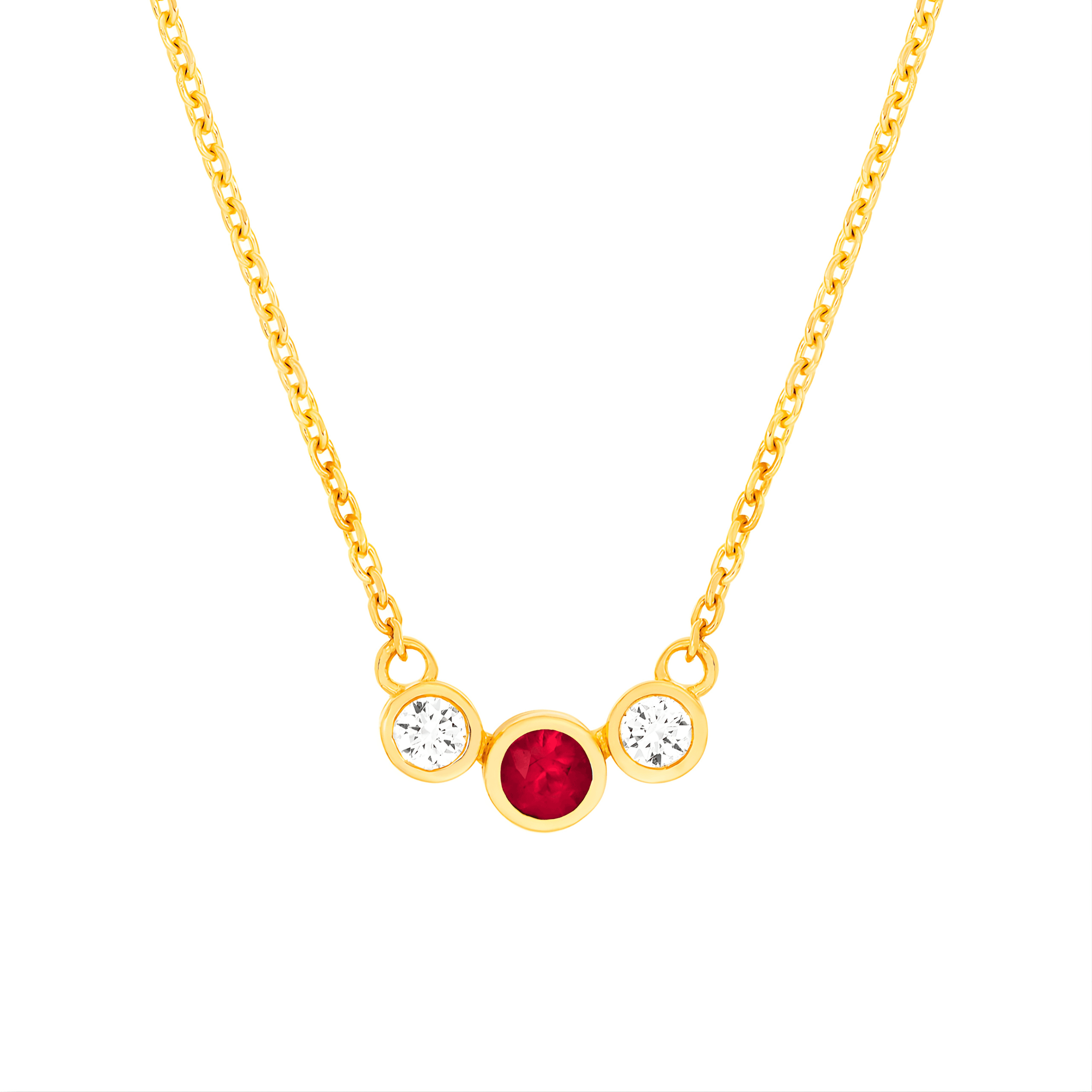 3.5mm Ruby & 1/5tcw Diamond Bezel Graduated Necklace
