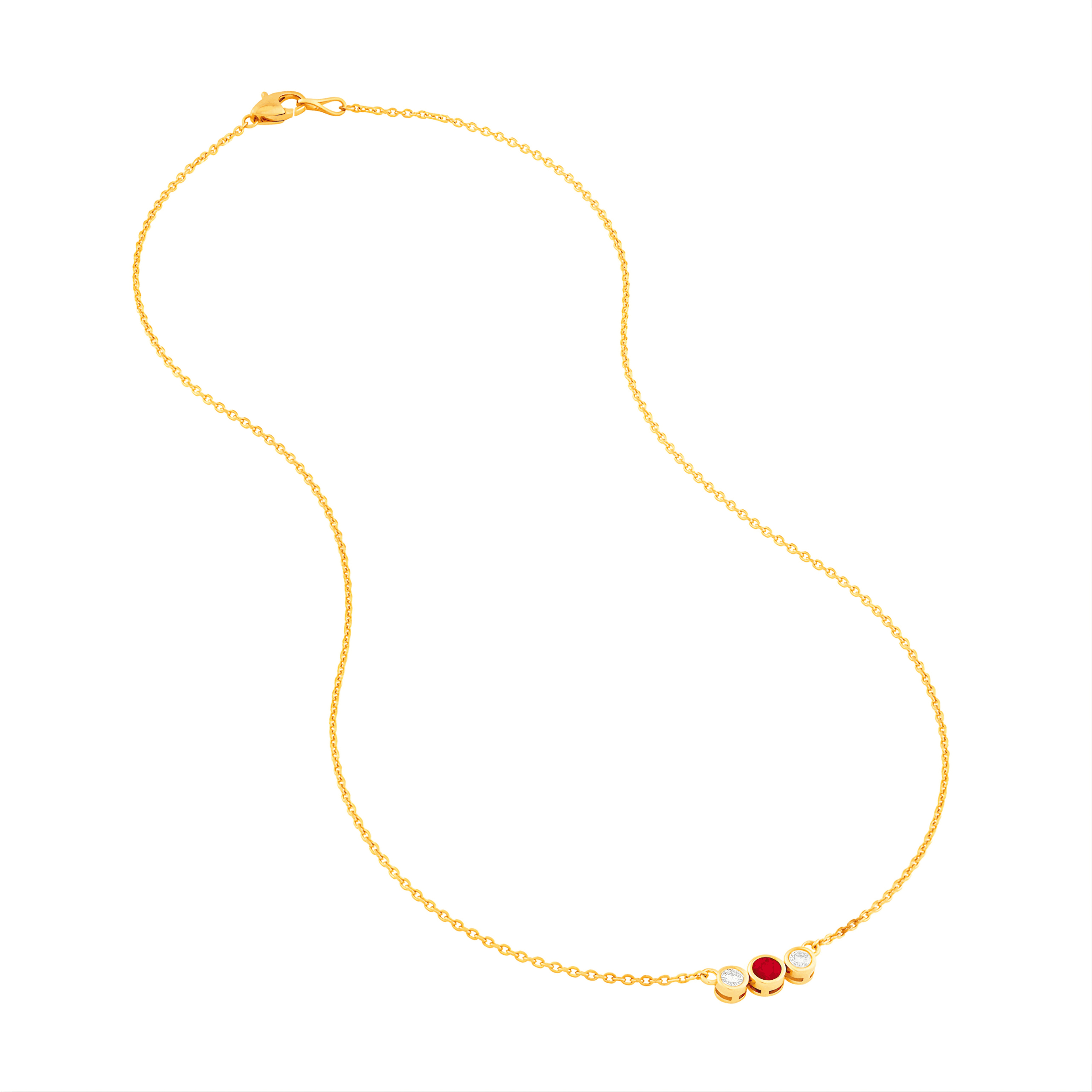 3.5mm Ruby & 1/5tcw Diamond Bezel Graduated Necklace